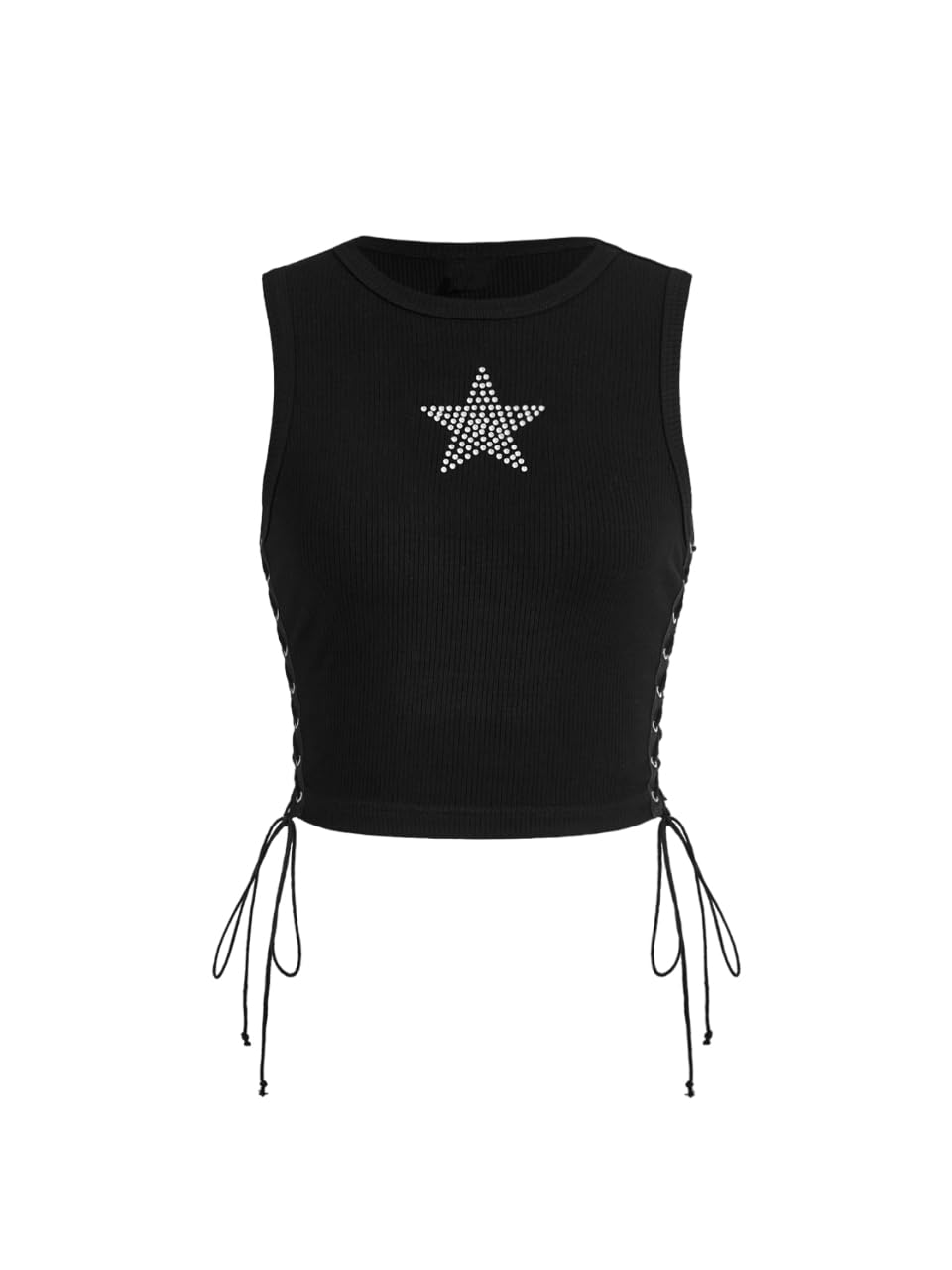 SOLY HUX Women's Tank Tops Y2K Sleeveless Ribbed Star Crop Tank Top Summer Going Out Tops