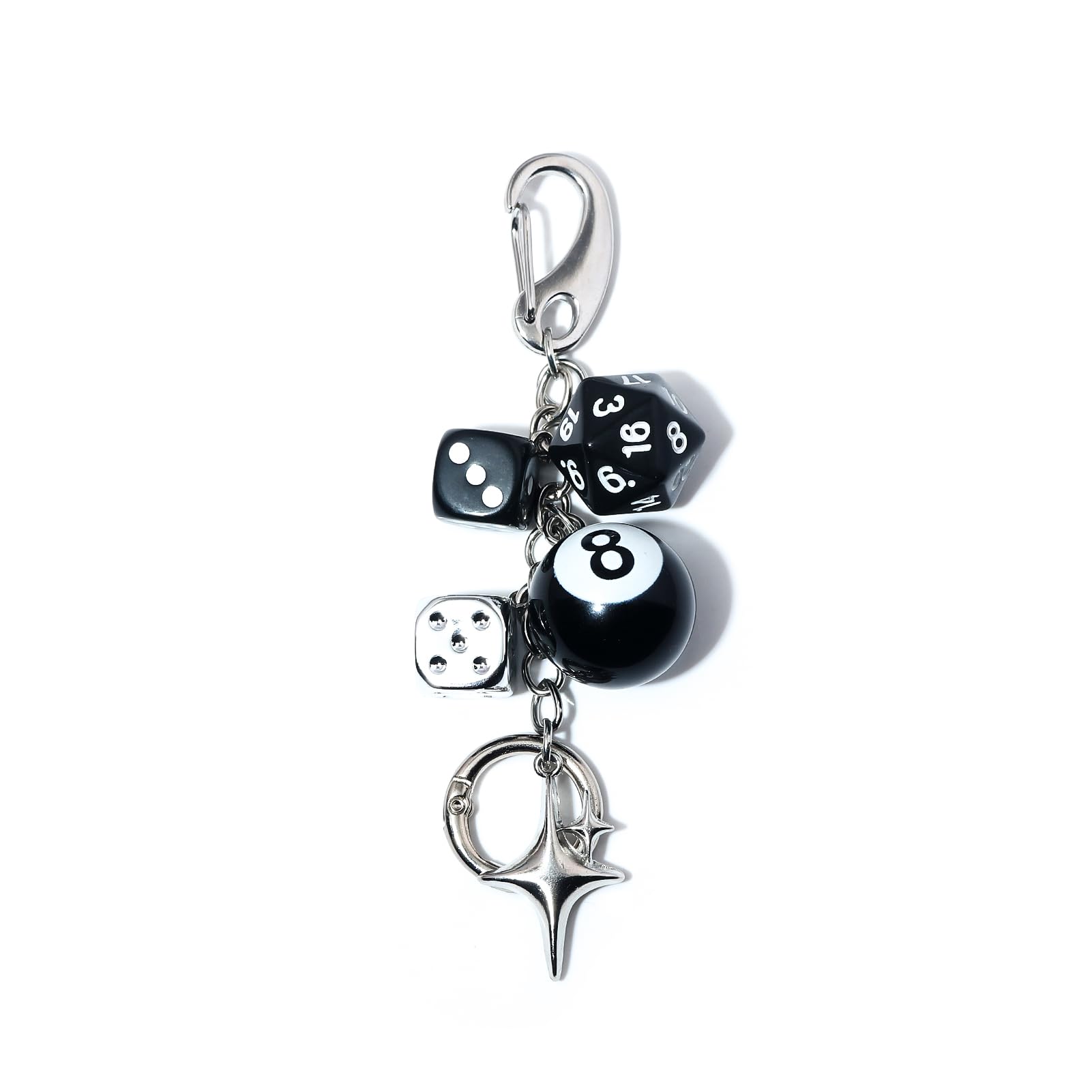 8 Ball Dice Charm Keychain - Cute Bag Purse Handbag Accessories - Y2K Aesthetic Key Chain for Women Men