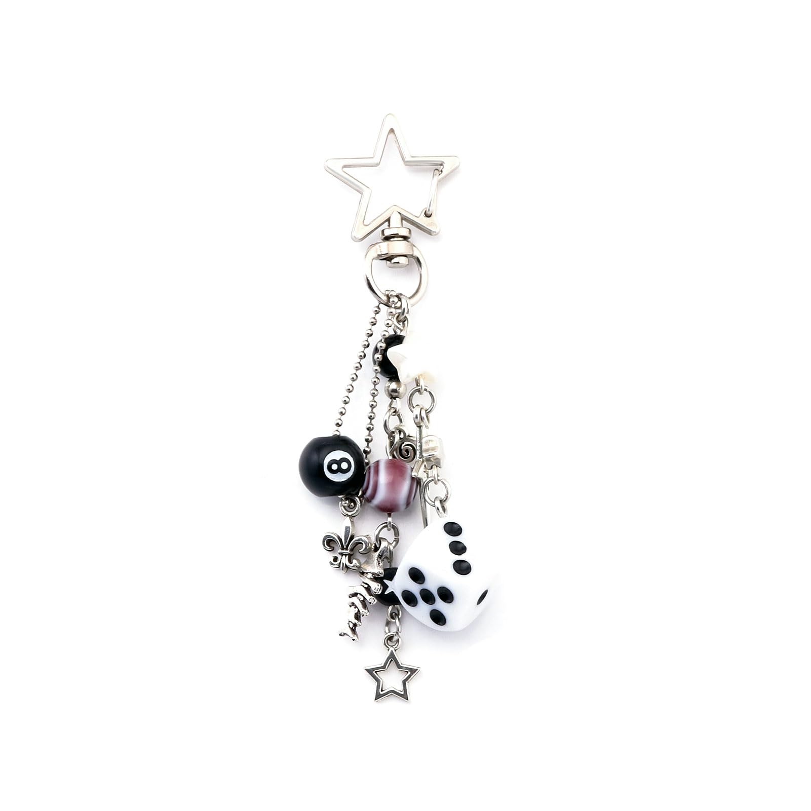 8 Ball Dice Charm Keychain - Cute Bag Purse Handbag Accessories - Y2K Aesthetic Key Chain for Women Men