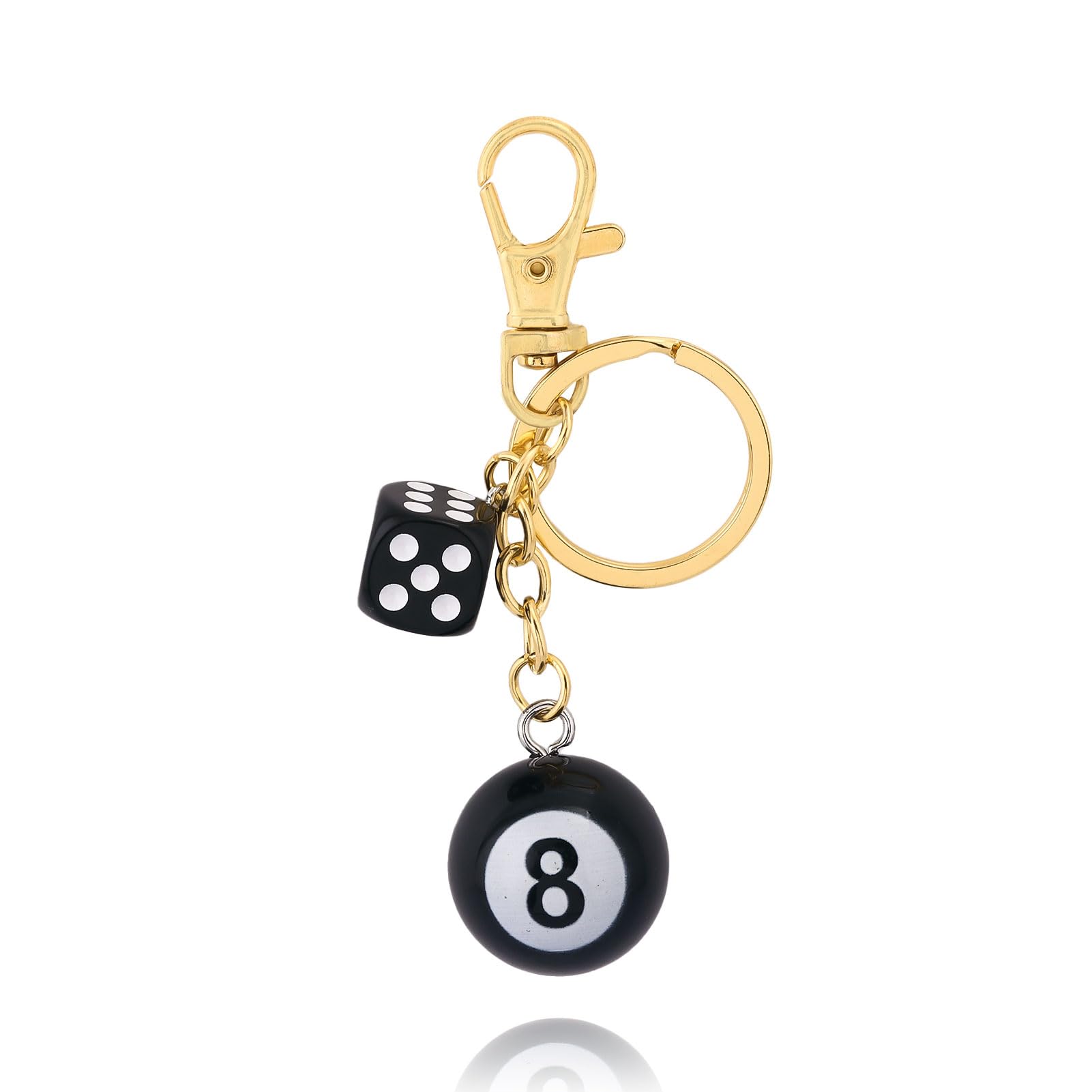 8 Ball Dice Charm Keychain - Cute Bag Purse Handbag Accessories - Y2K Aesthetic Key Chain for Women Men