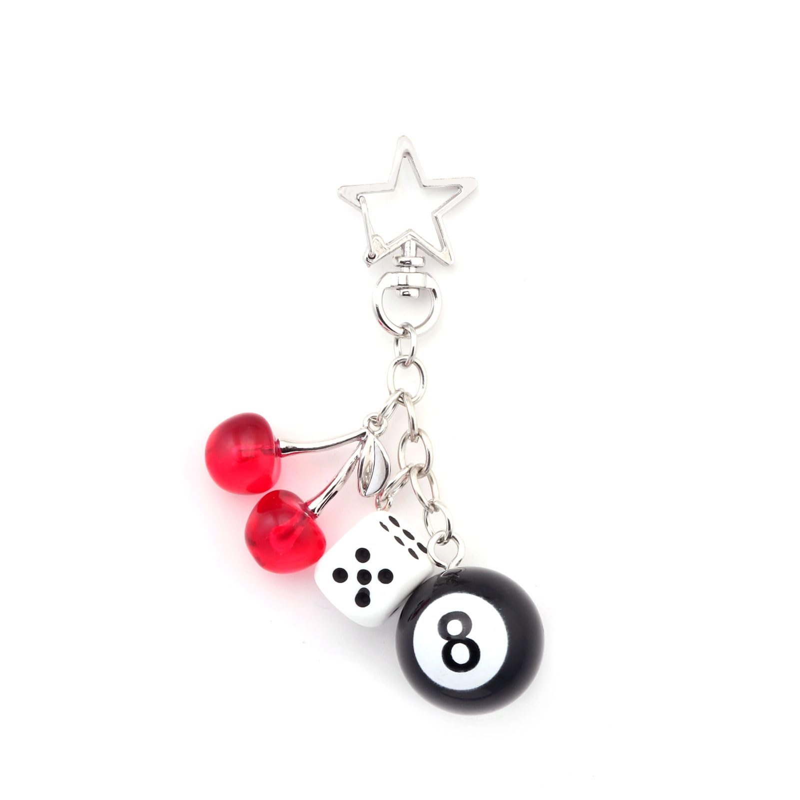 8 Ball Dice Charm Keychain - Cute Bag Purse Handbag Accessories - Y2K Aesthetic Key Chain for Women Men