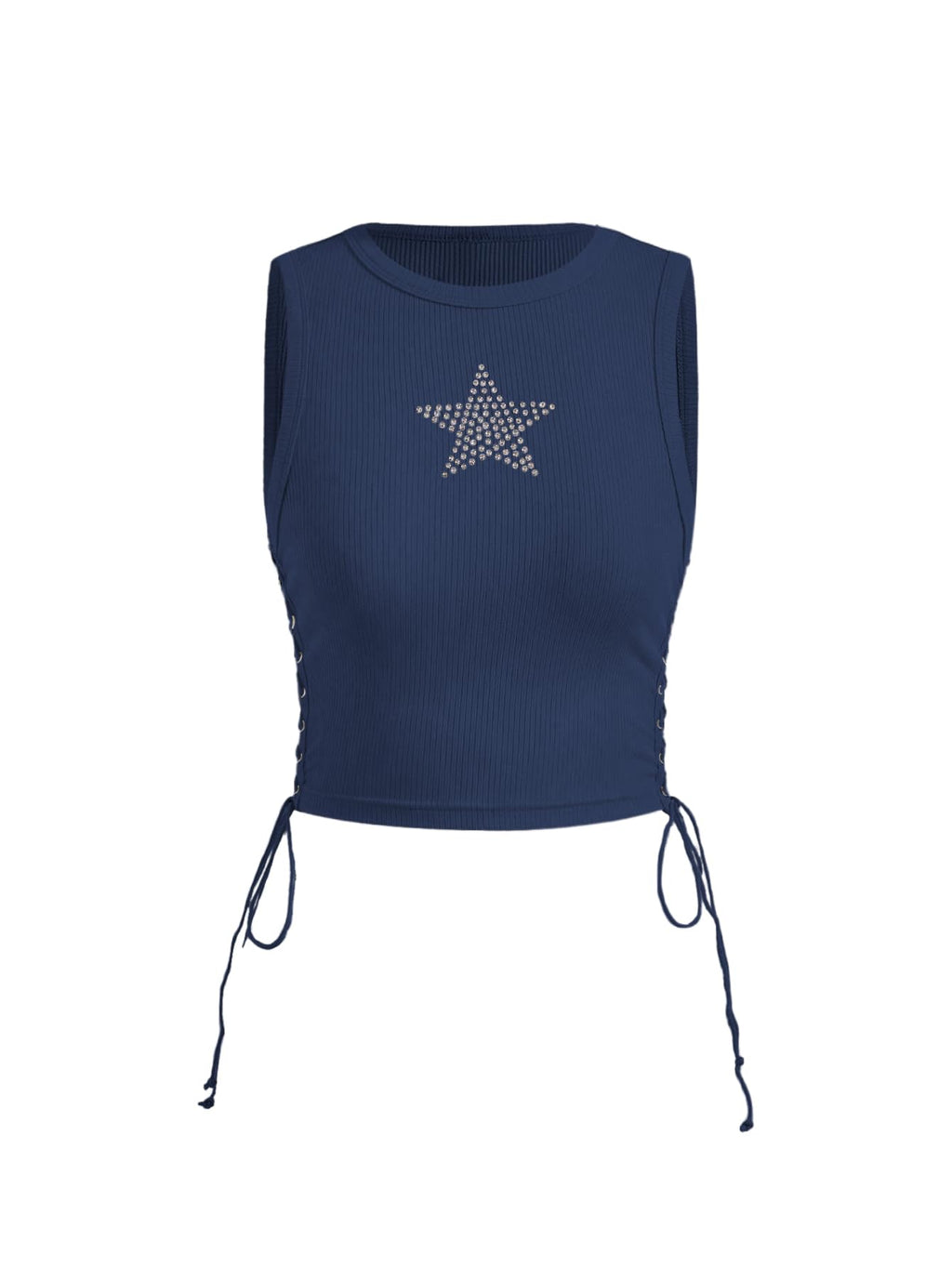 SOLY HUX Women's Tank Tops Y2K Sleeveless Ribbed Star Crop Tank Top Summer Going Out Tops