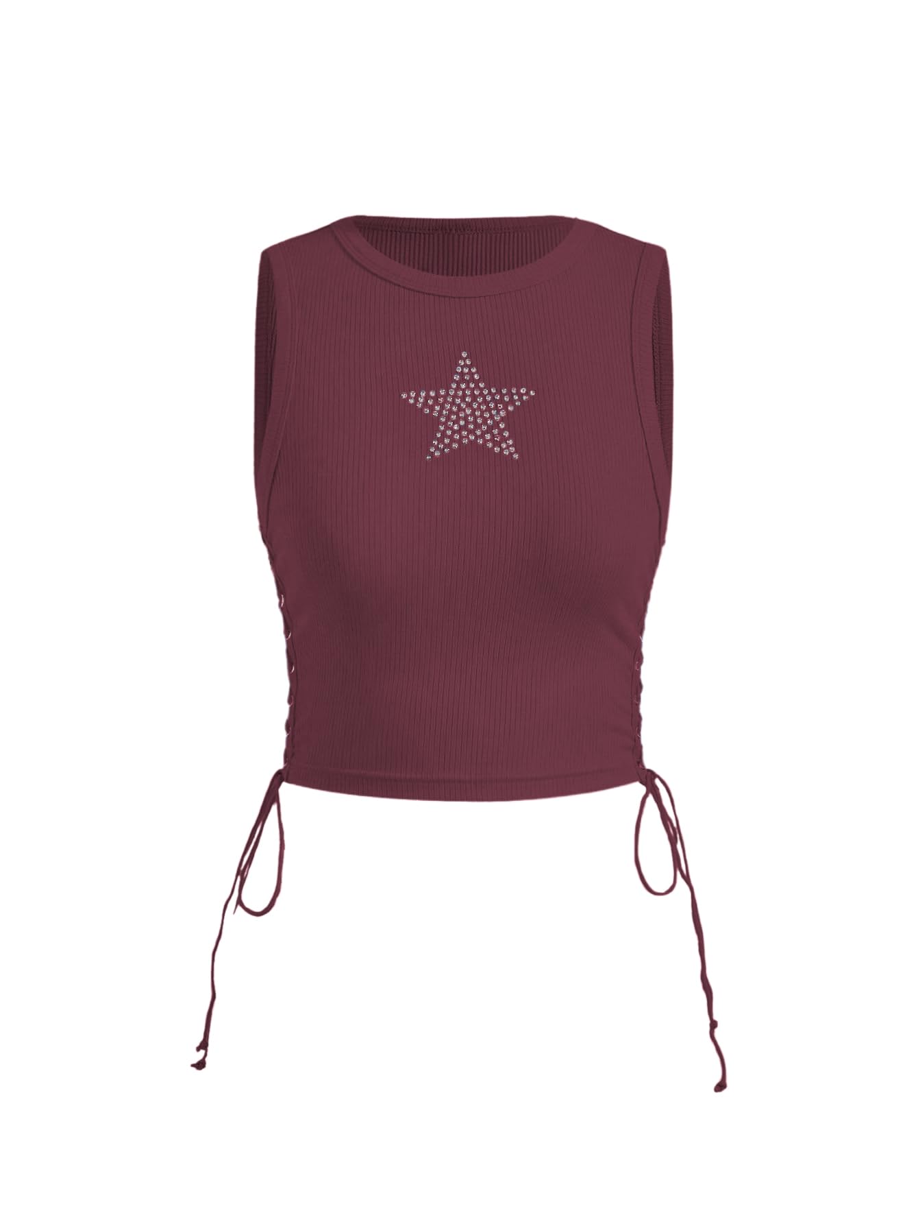 SOLY HUX Women's Tank Tops Y2K Sleeveless Ribbed Star Crop Tank Top Summer Going Out Tops