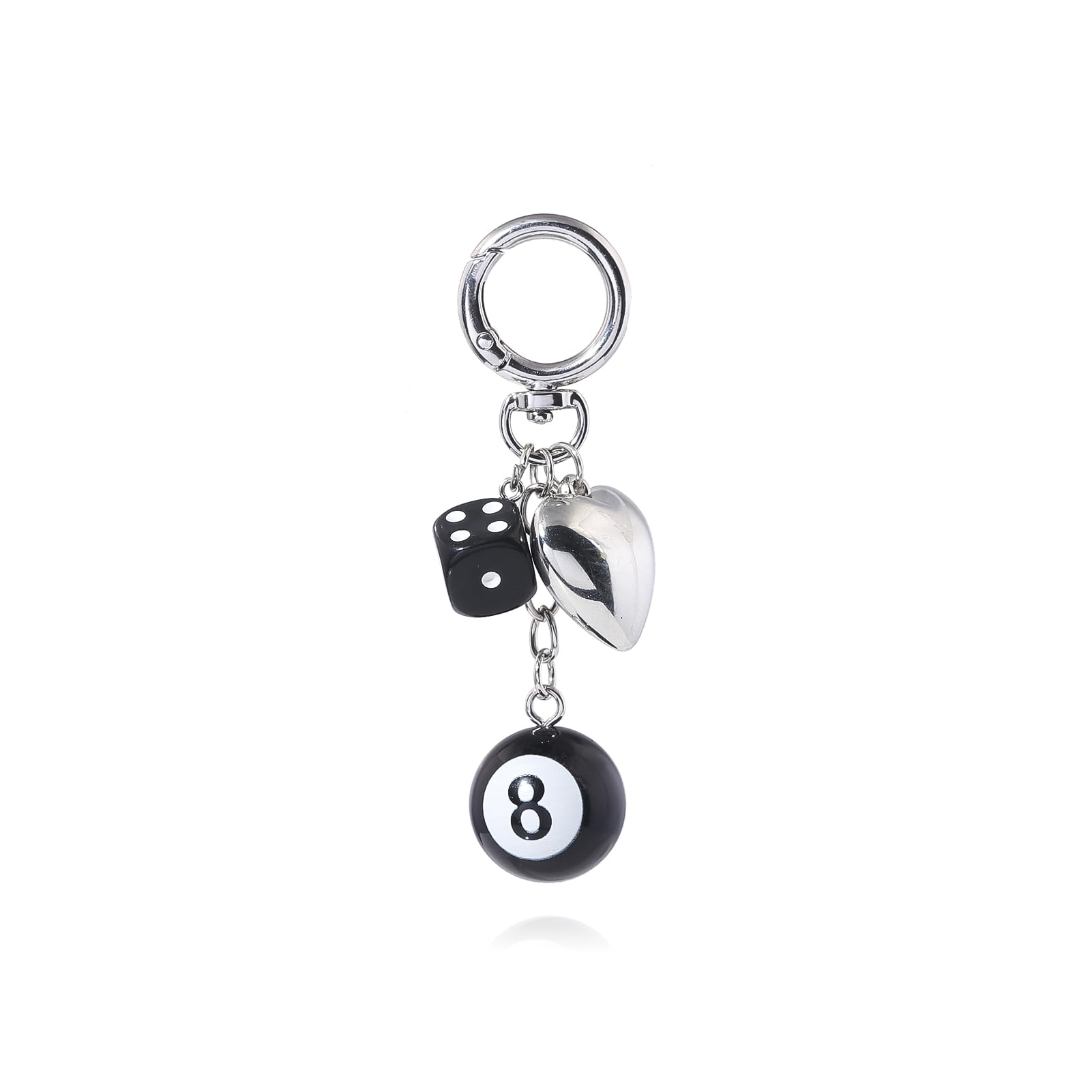 8 Ball Dice Charm Keychain - Cute Bag Purse Handbag Accessories - Y2K Aesthetic Key Chain for Women Men