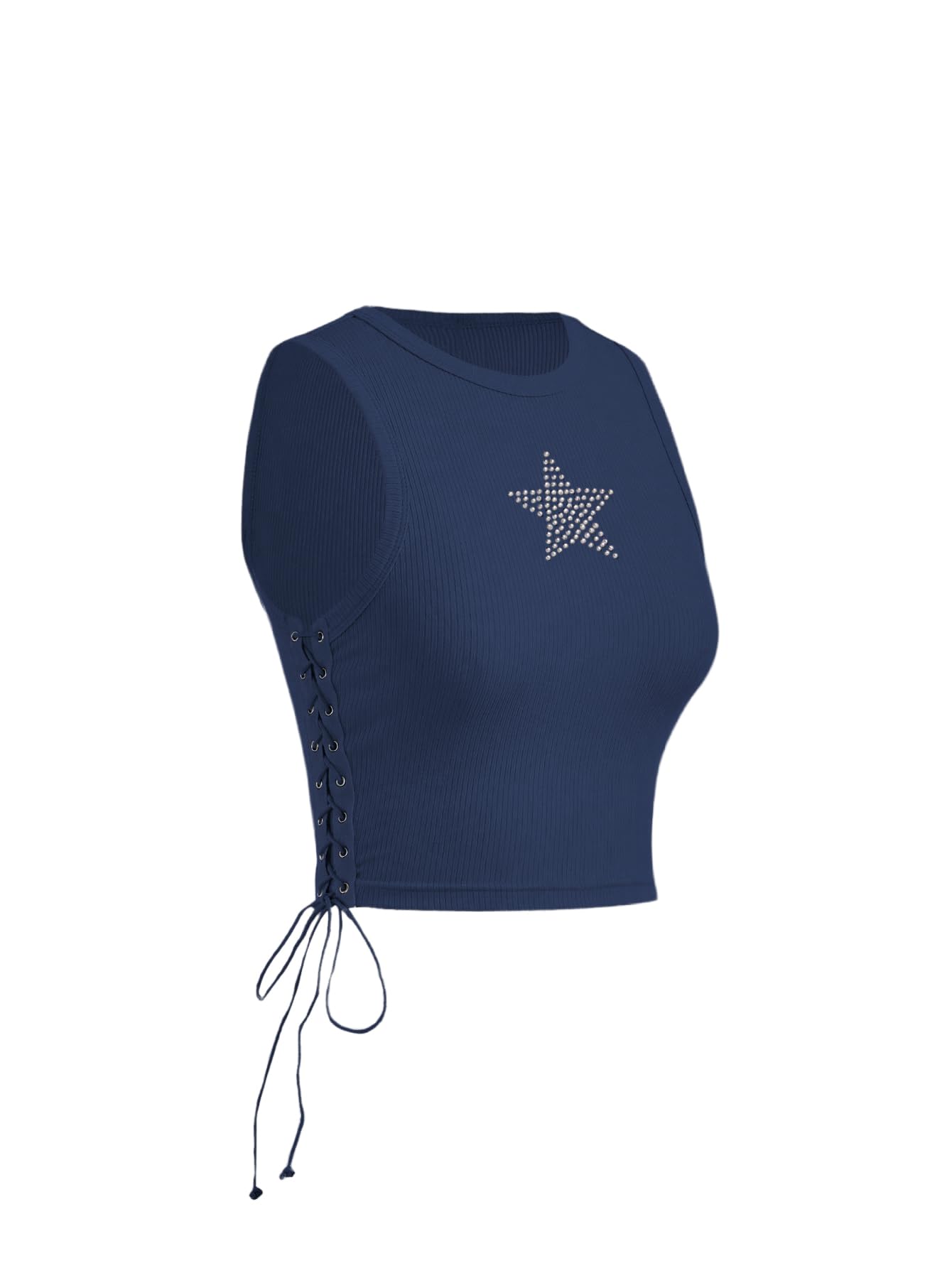 SOLY HUX Women's Tank Tops Y2K Sleeveless Ribbed Star Crop Tank Top Summer Going Out Tops