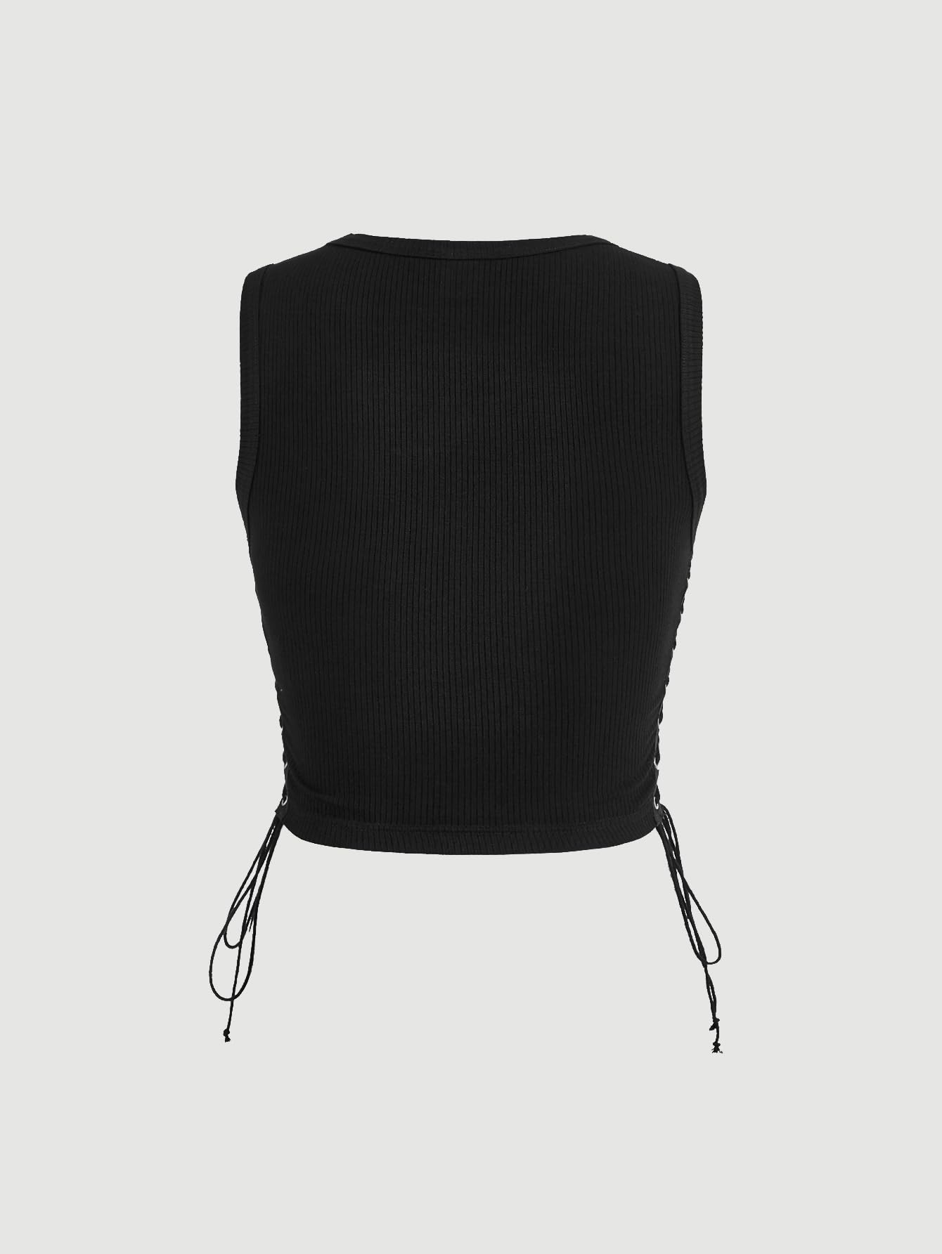 SOLY HUX Women's Tank Tops Y2K Sleeveless Ribbed Star Crop Tank Top Summer Going Out Tops