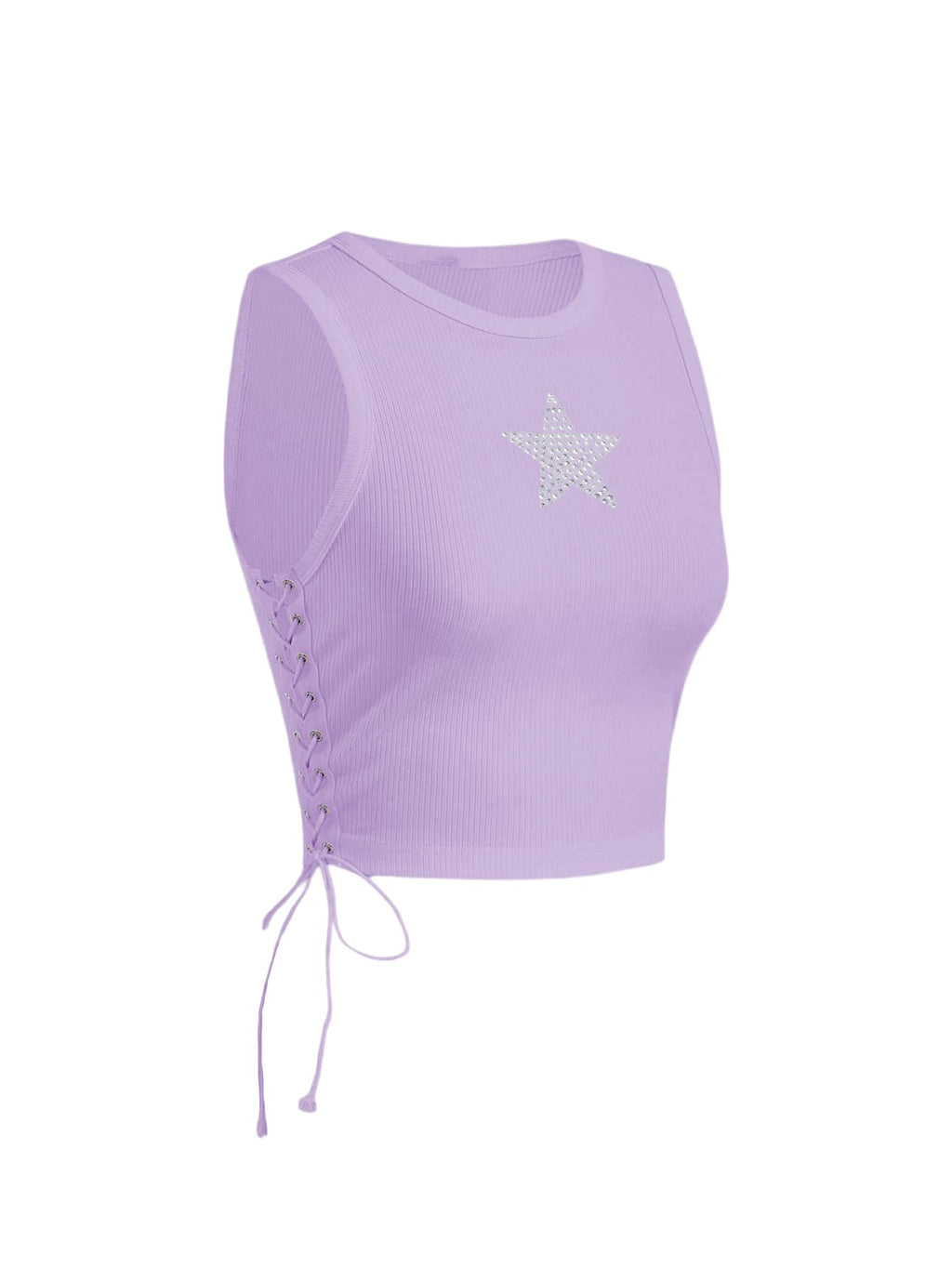 SOLY HUX Women's Tank Tops Y2K Sleeveless Ribbed Star Crop Tank Top Summer Going Out Tops