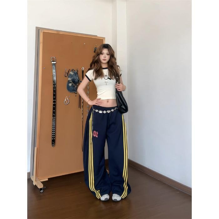 Women's Wide Leg y2k Pants, high Waisted Pants, Casual and Elegant Pants with Pockets and Drawstring