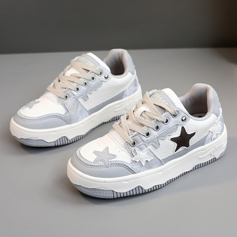 Star Shoes Walking Sneakers for Women - Chunky Platform Y2K Aesthetic Cute Stars Comfort Support US 4-8