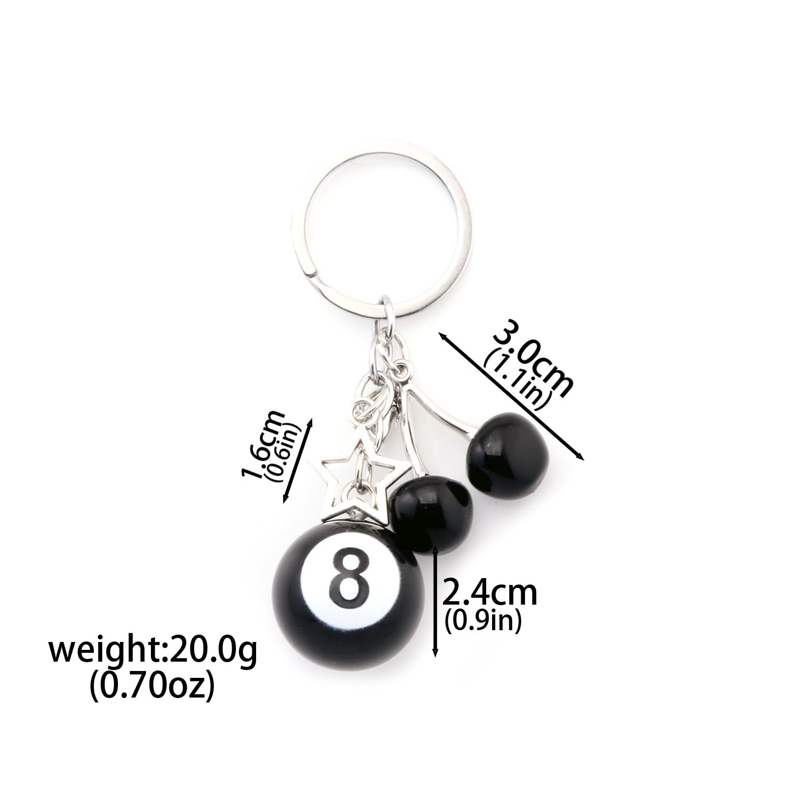 8 Ball Dice Charm Keychain - Cute Bag Purse Handbag Accessories - Y2K Aesthetic Key Chain for Women Men