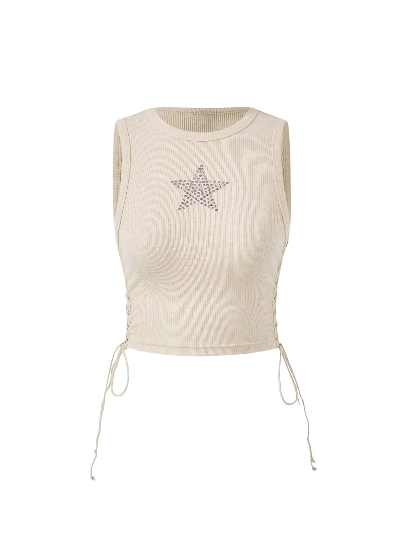 SOLY HUX Women's Tank Tops Y2K Sleeveless Ribbed Star Crop Tank Top Summer Going Out Tops