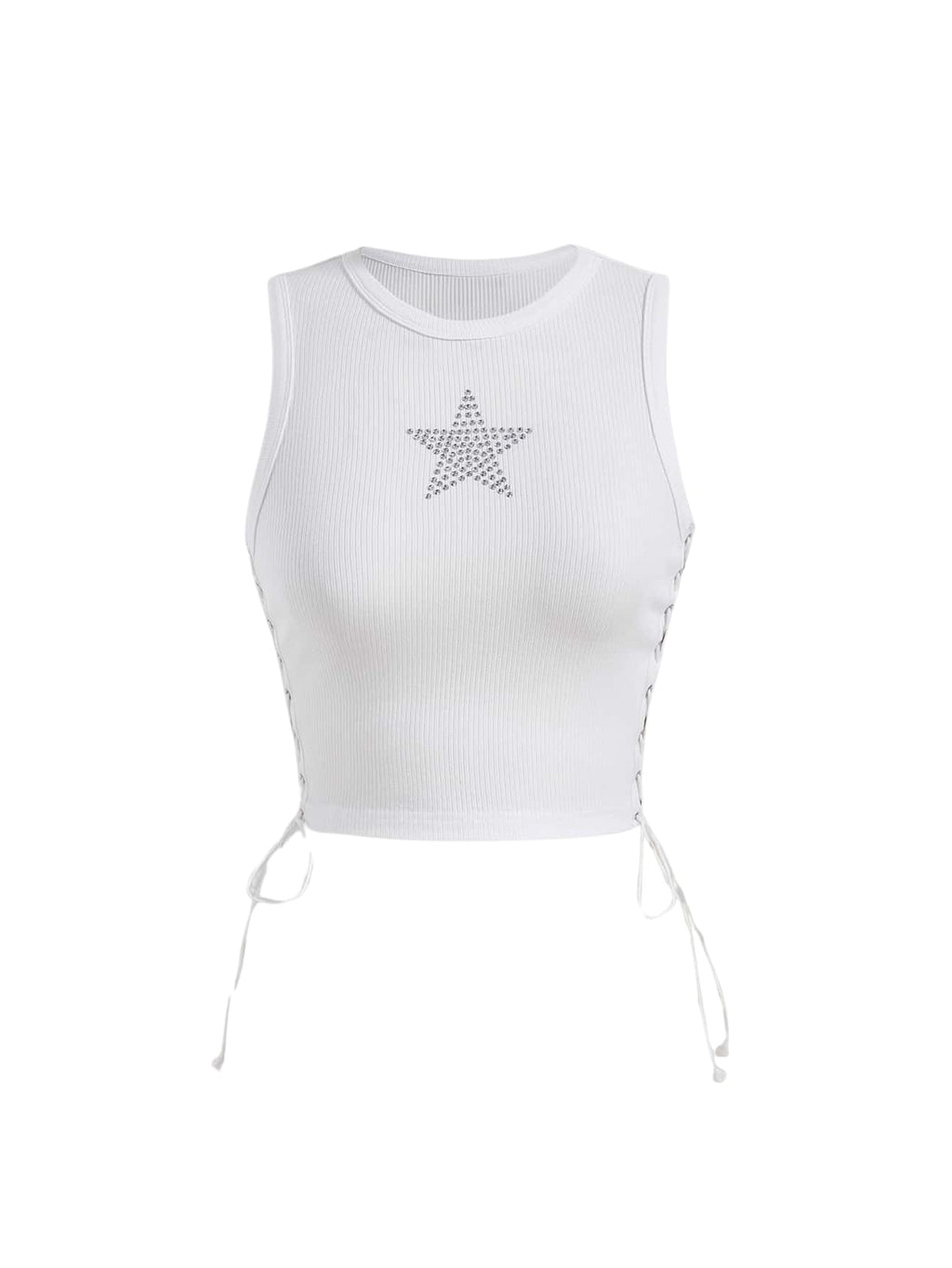 SOLY HUX Women's Tank Tops Y2K Sleeveless Ribbed Star Crop Tank Top Summer Going Out Tops