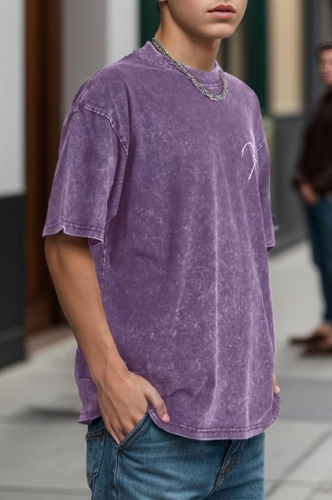 EMMIOL Mens Y2k Baggy Shirts Graphic Tees Oversized Crew Neck Short Sleeve Streetwear Tshirts Summer Tops 2025