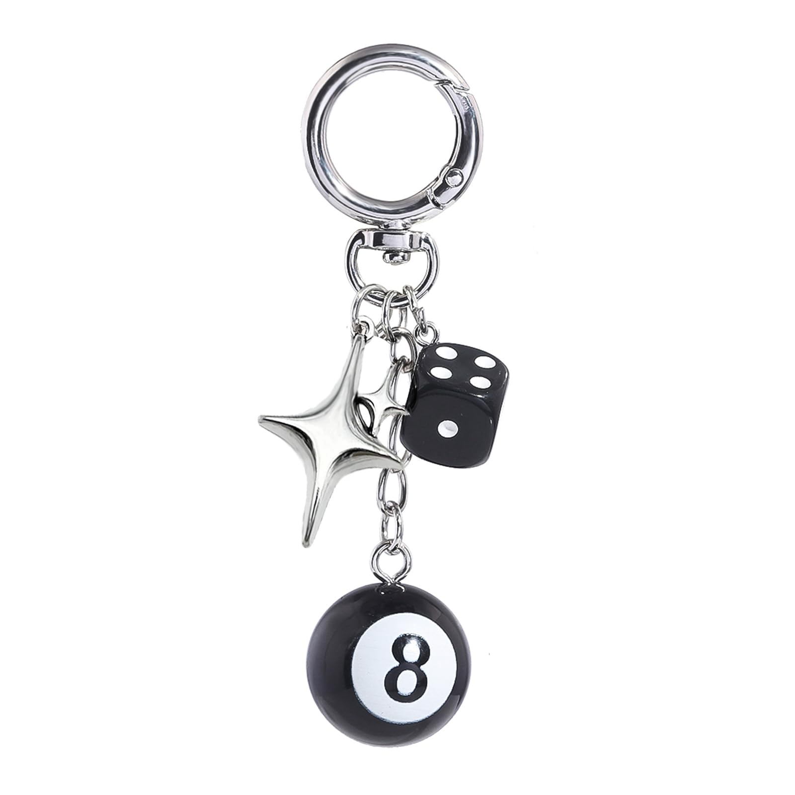 8 Ball Dice Charm Keychain - Cute Bag Purse Handbag Accessories - Y2K Aesthetic Key Chain for Women Men