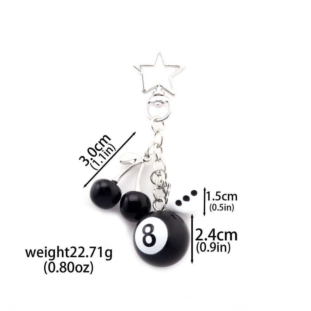 8 Ball Dice Charm Keychain - Cute Bag Purse Handbag Accessories - Y2K Aesthetic Key Chain for Women Men