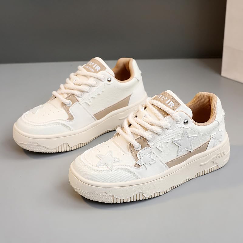 Star Shoes Walking Sneakers for Women - Chunky Platform Y2K Aesthetic Cute Stars Comfort Support US 4-8