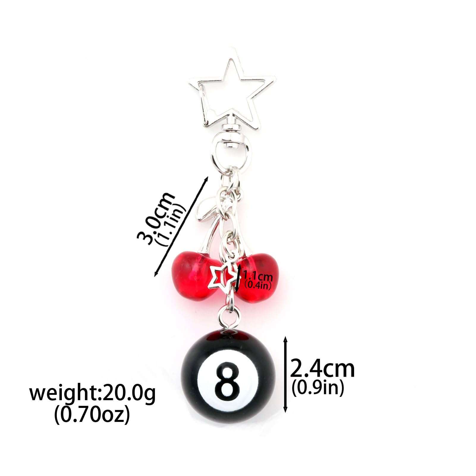 8 Ball Dice Charm Keychain - Cute Bag Purse Handbag Accessories - Y2K Aesthetic Key Chain for Women Men