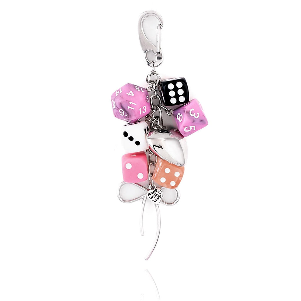 8 Ball Dice Charm Keychain - Cute Bag Purse Handbag Accessories - Y2K Aesthetic Key Chain for Women Men