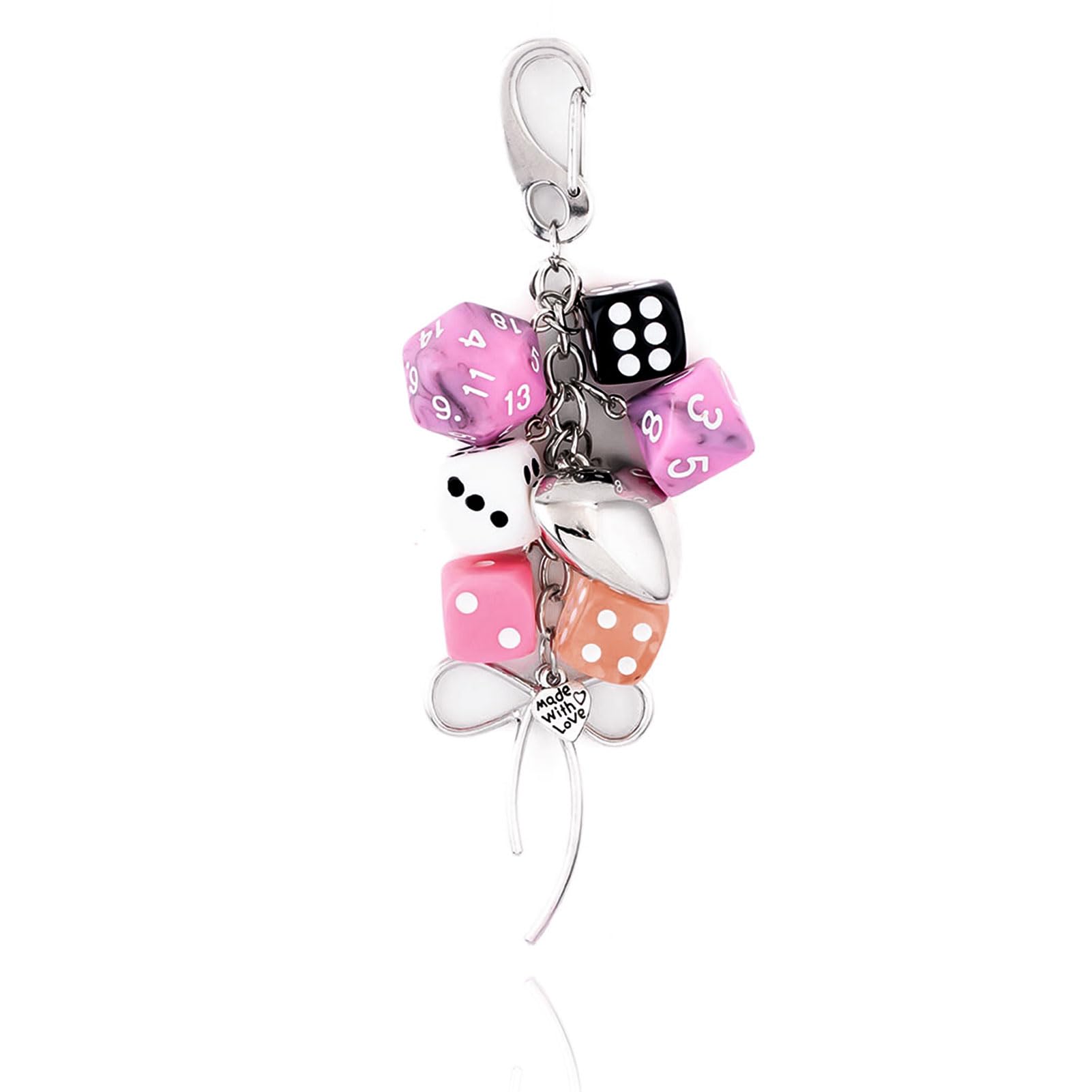 8 Ball Dice Charm Keychain - Cute Bag Purse Handbag Accessories - Y2K Aesthetic Key Chain for Women Men