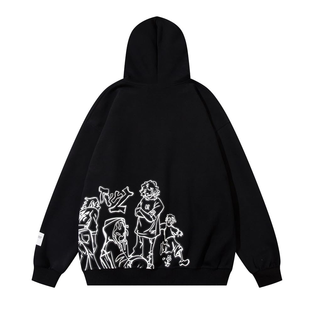 YEOU Men's Fashion Pullover Hoodie Sweatshirt Fleece Y2K Harajuku Hip Hop Streetwear Casual Sweatshirt Hooded