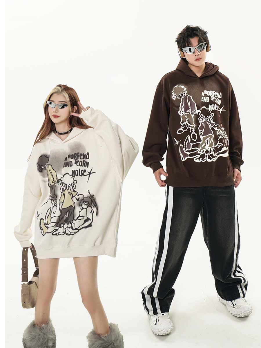 YEOU Men's Fashion Pullover Hoodie Sweatshirt Fleece Y2K Harajuku Hip Hop Streetwear Casual Sweatshirt Hooded