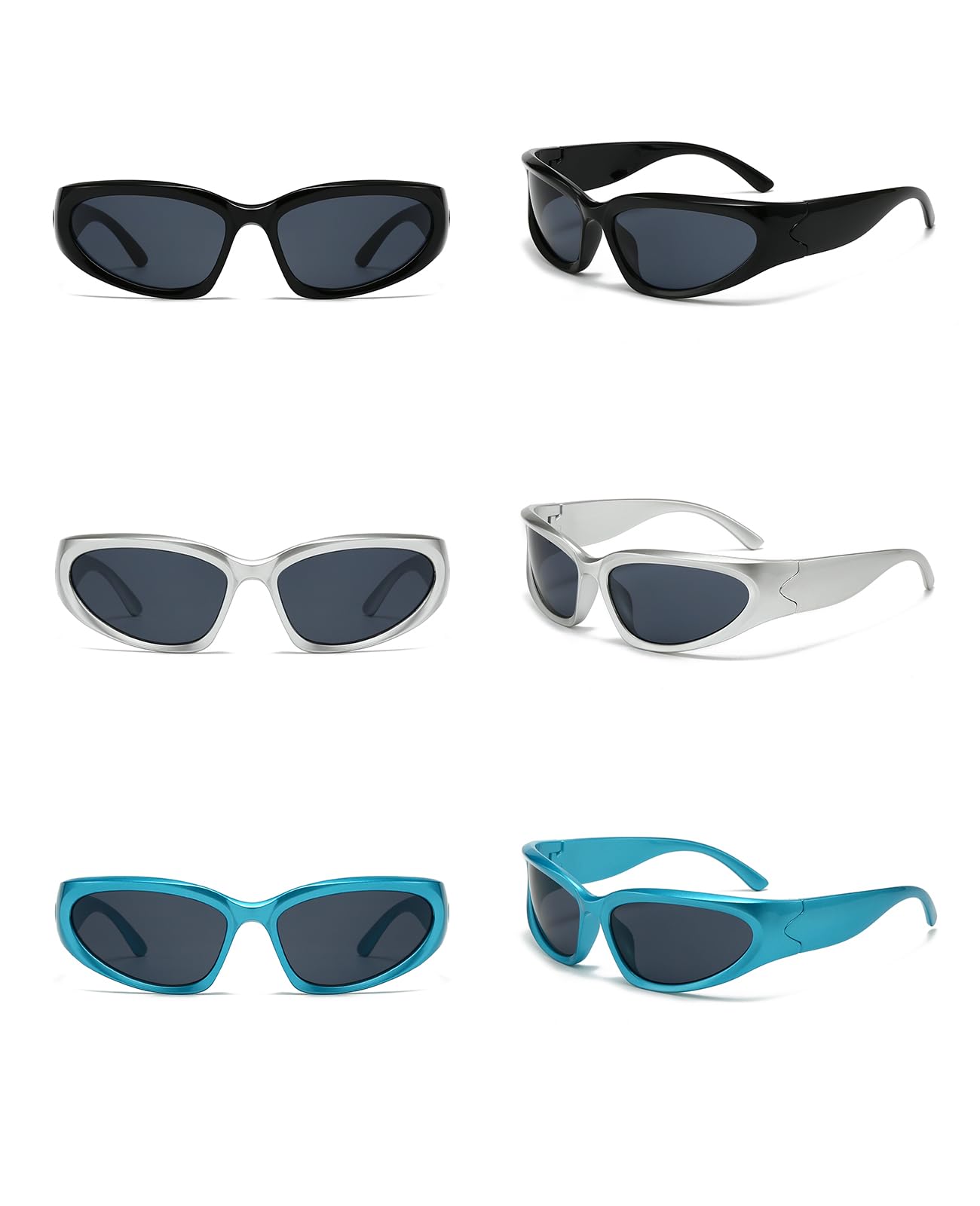 SOAR&EAGLE Y2K 3Pack Polarized sunglasses Wrap Around Men's Women's sunglasses Fashion Sport Shades Sun Glasses