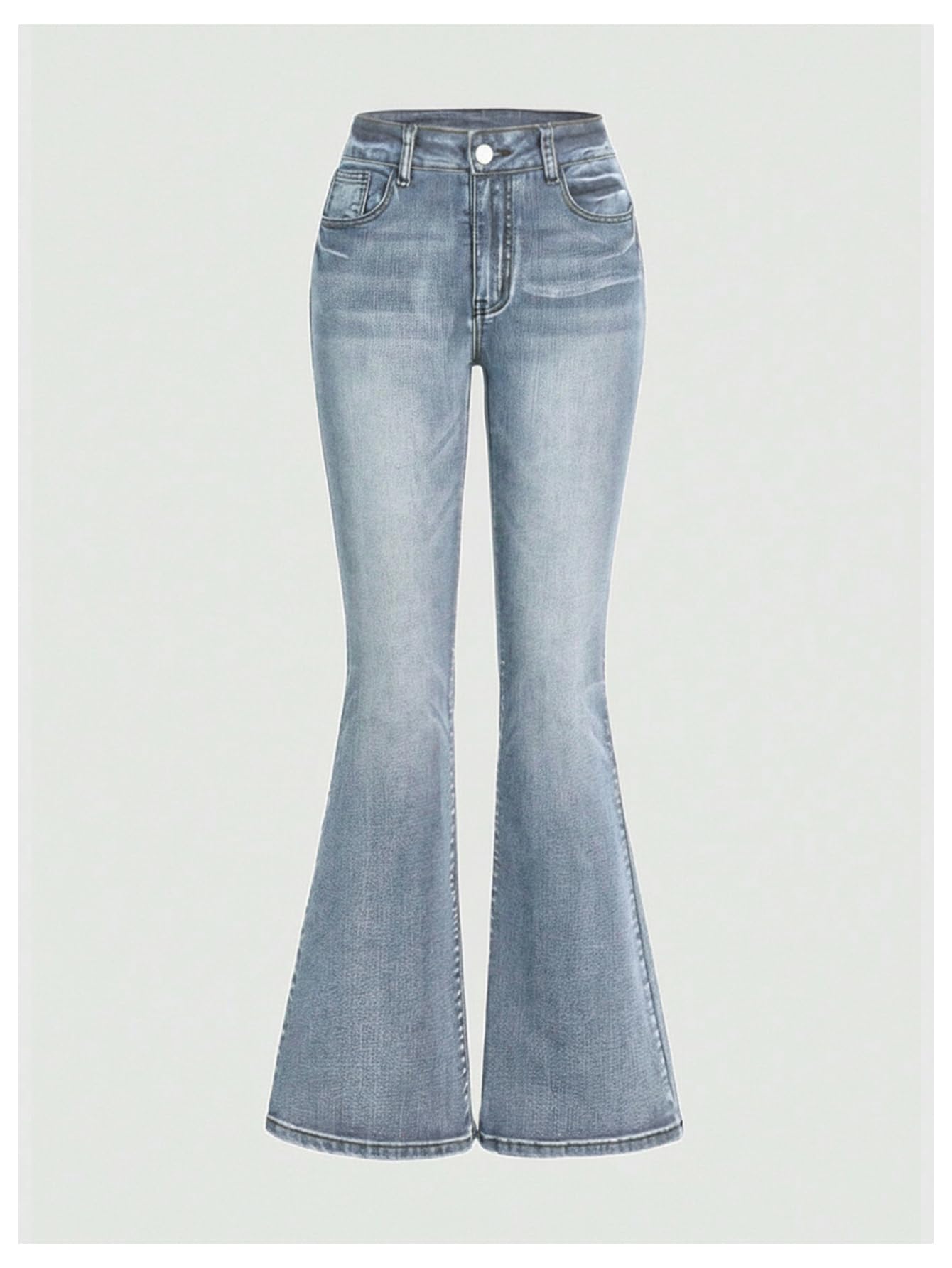 MakeMeChic Women's Flared Jeans Bell Bottom Jeans Embroidered Y2K High Waist Stretchy Denim Pants