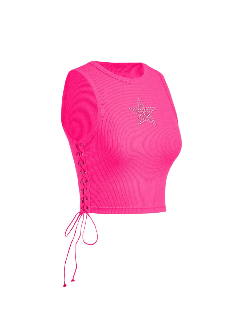 SOLY HUX Women's Tank Tops Y2K Sleeveless Ribbed Star Crop Tank Top Summer Going Out Tops