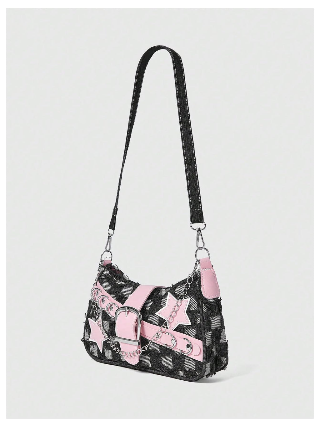Verdusa Women's Y2k Star Embroidery Shoulder Bag Mini Chain Hobo Handbag Purses