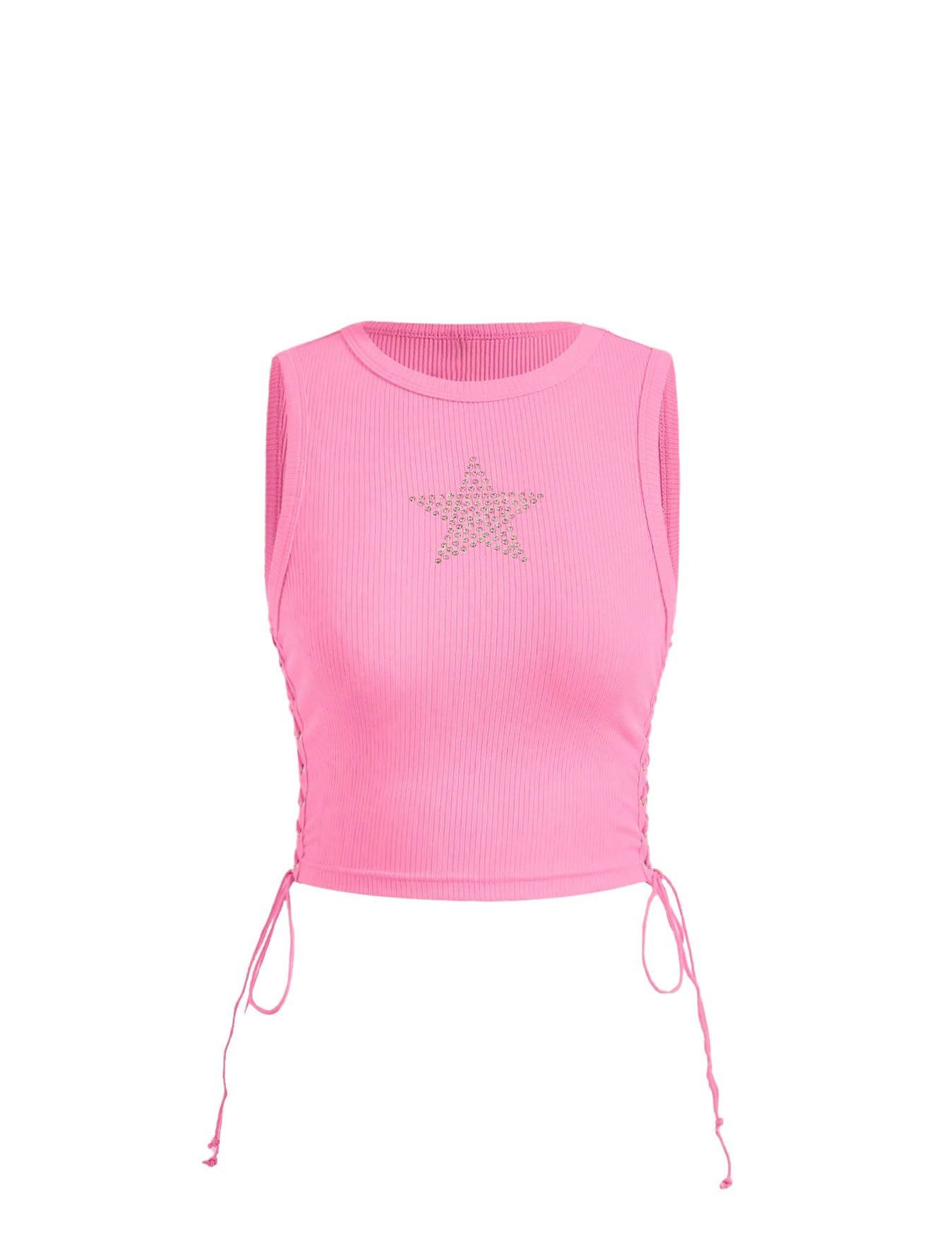 SOLY HUX Women's Tank Tops Y2K Sleeveless Ribbed Star Crop Tank Top Summer Going Out Tops