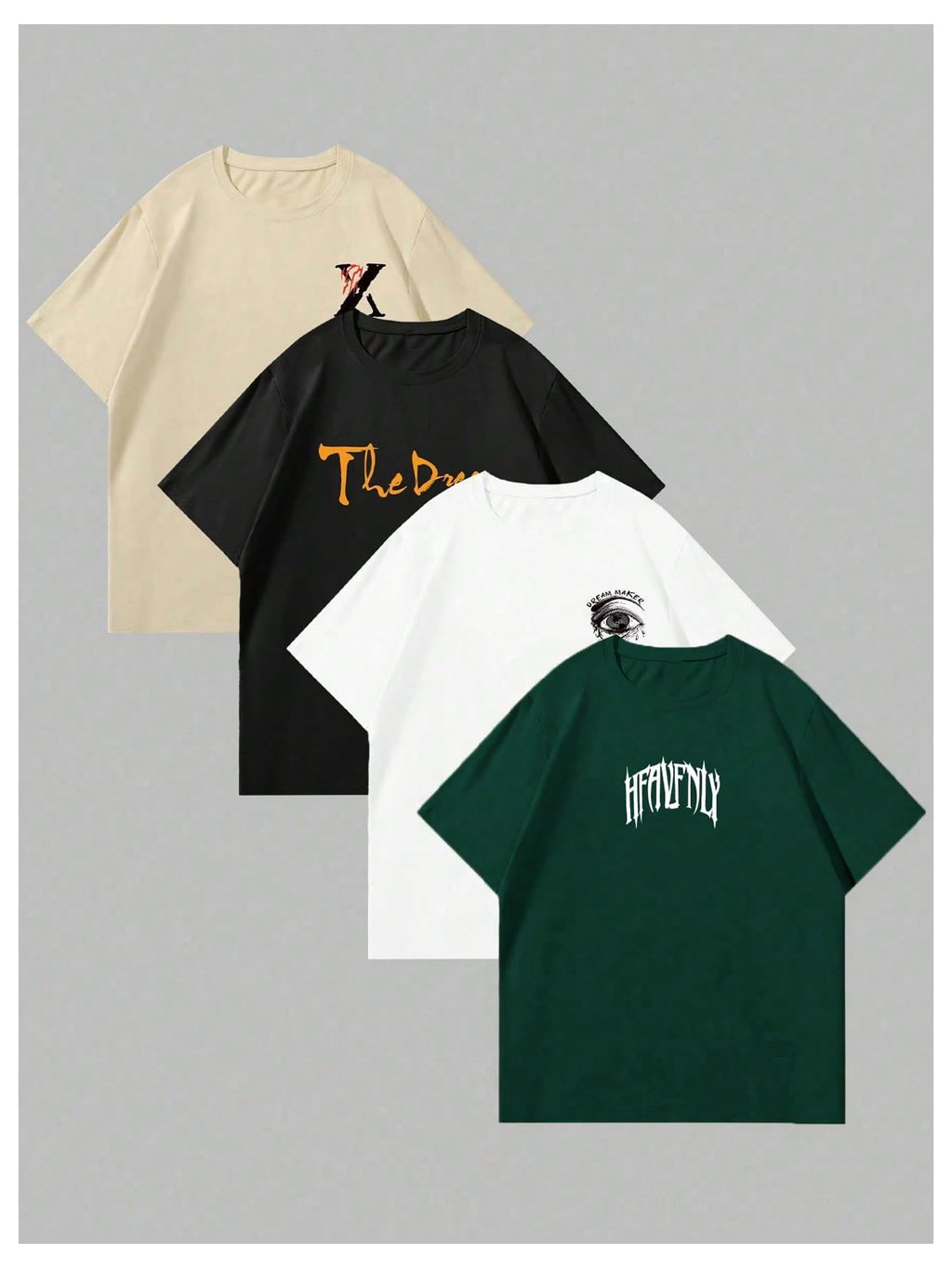 Men's 4 Piece Y2K Graphic Tees Short Sleeve Casual Crew Neck Summer Cool T-Shirts Top