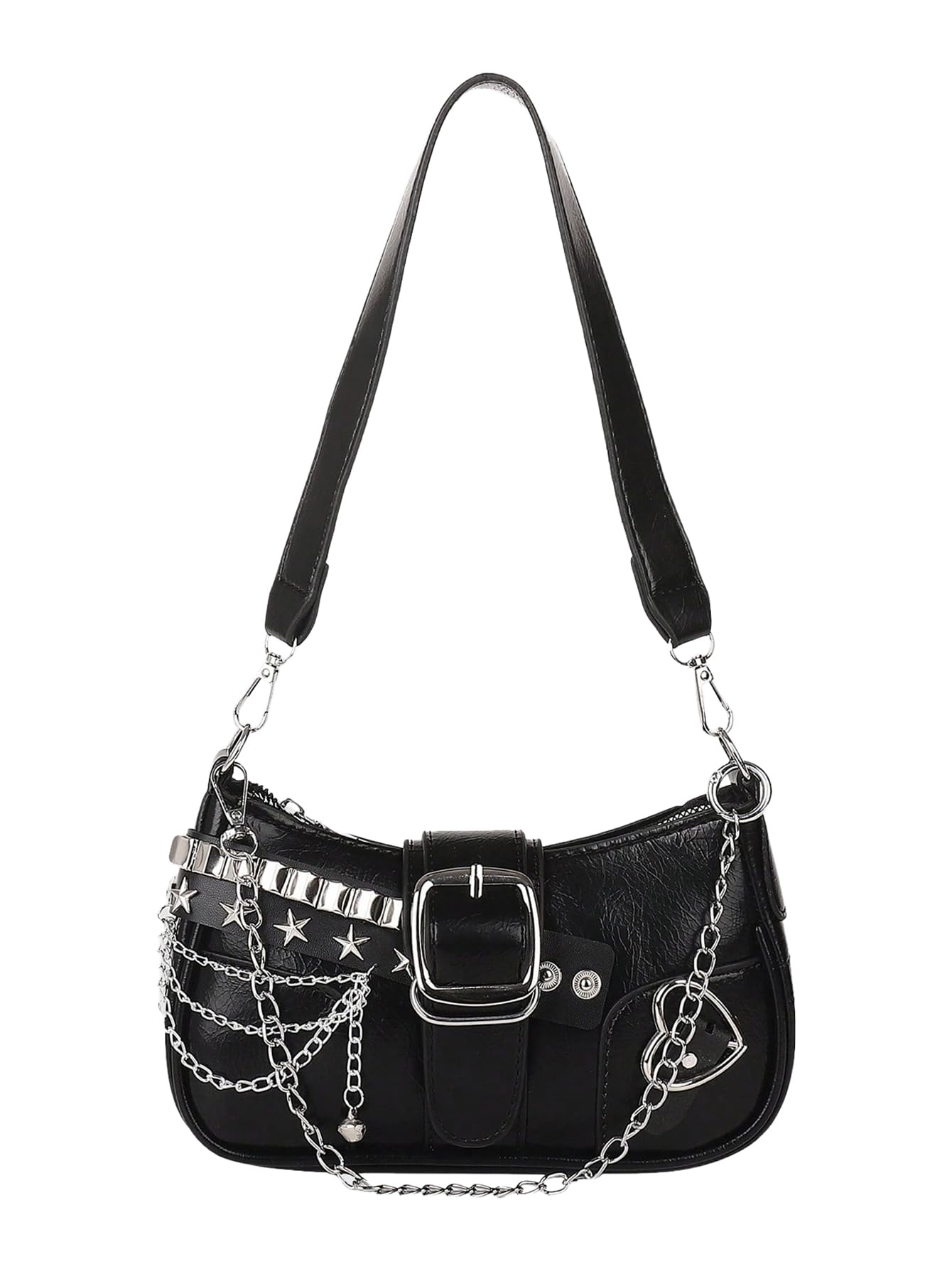 Verdusa Women's Y2k Star Embroidery Shoulder Bag Mini Chain Hobo Handbag Purses
