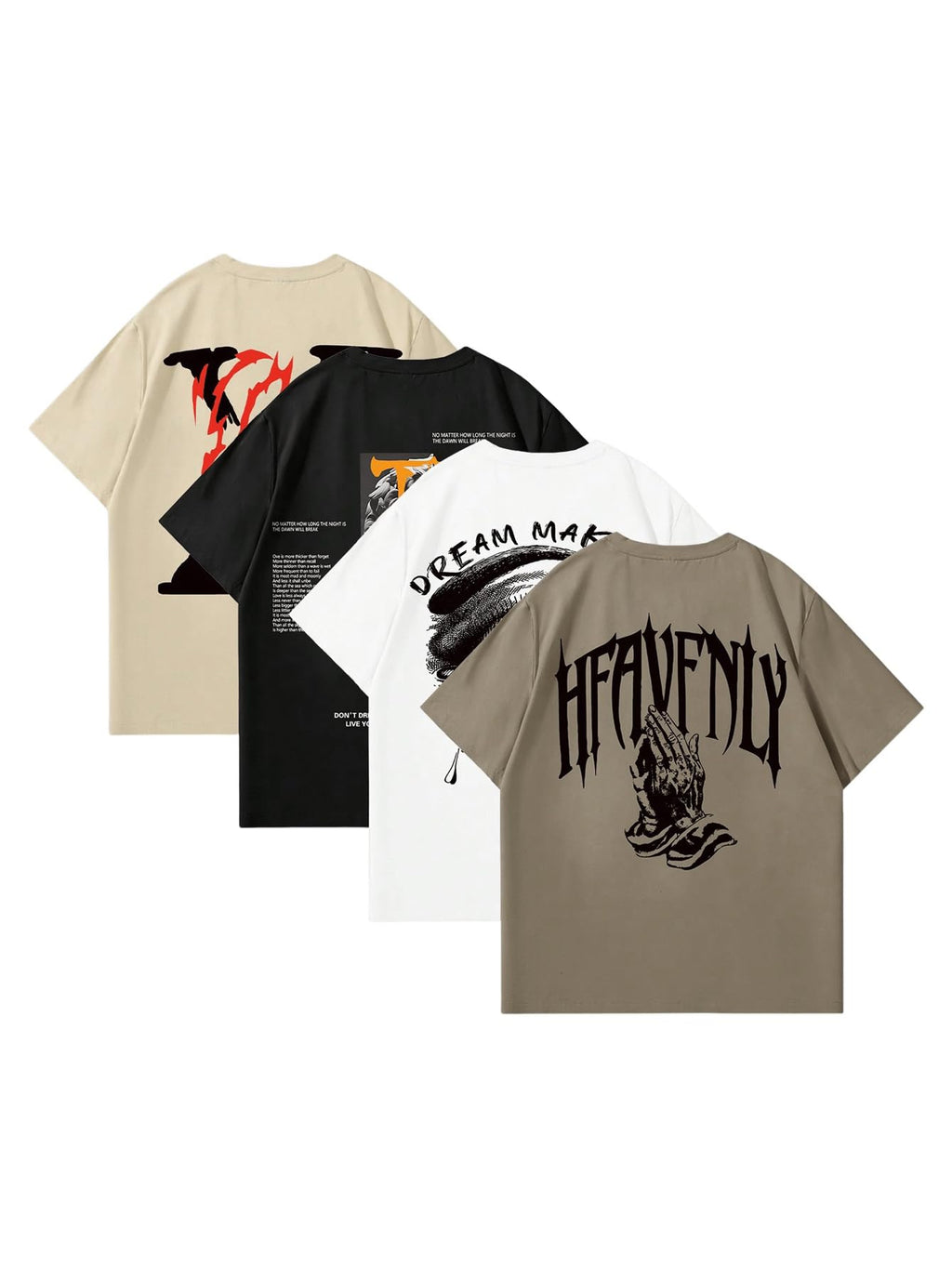 Men's 4 Piece Y2K Graphic Tees Short Sleeve Casual Crew Neck Summer Cool T-Shirts Top