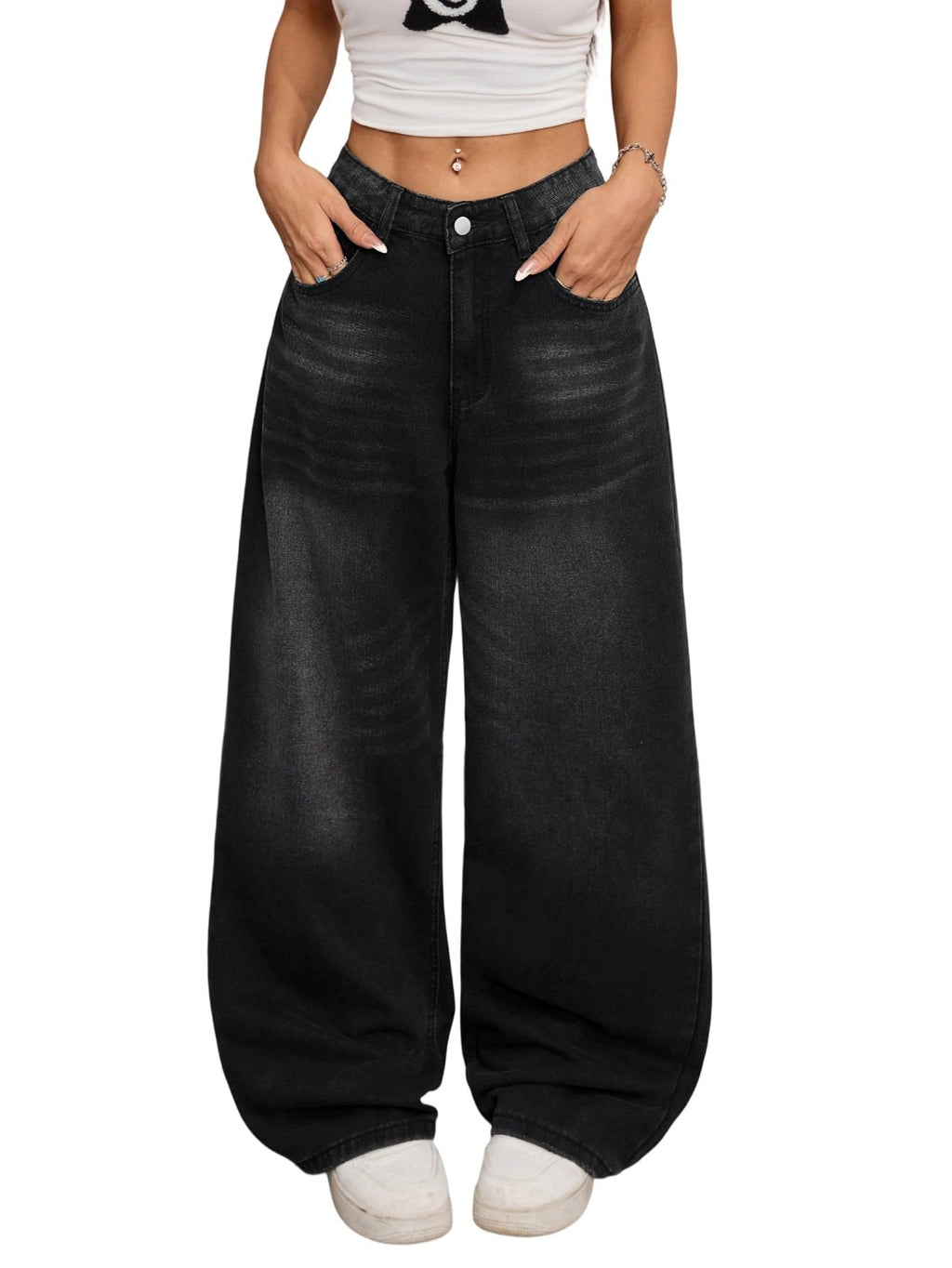 Womens Baggy Jeans Wide Leg Denim Pants Y2k 90s Vintage Hip Hop Loose Long Trousers Streetwear