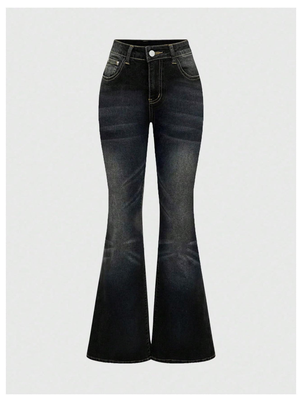 MakeMeChic Women's Flared Jeans Bell Bottom Jeans Embroidered Y2K High Waist Stretchy Denim Pants
