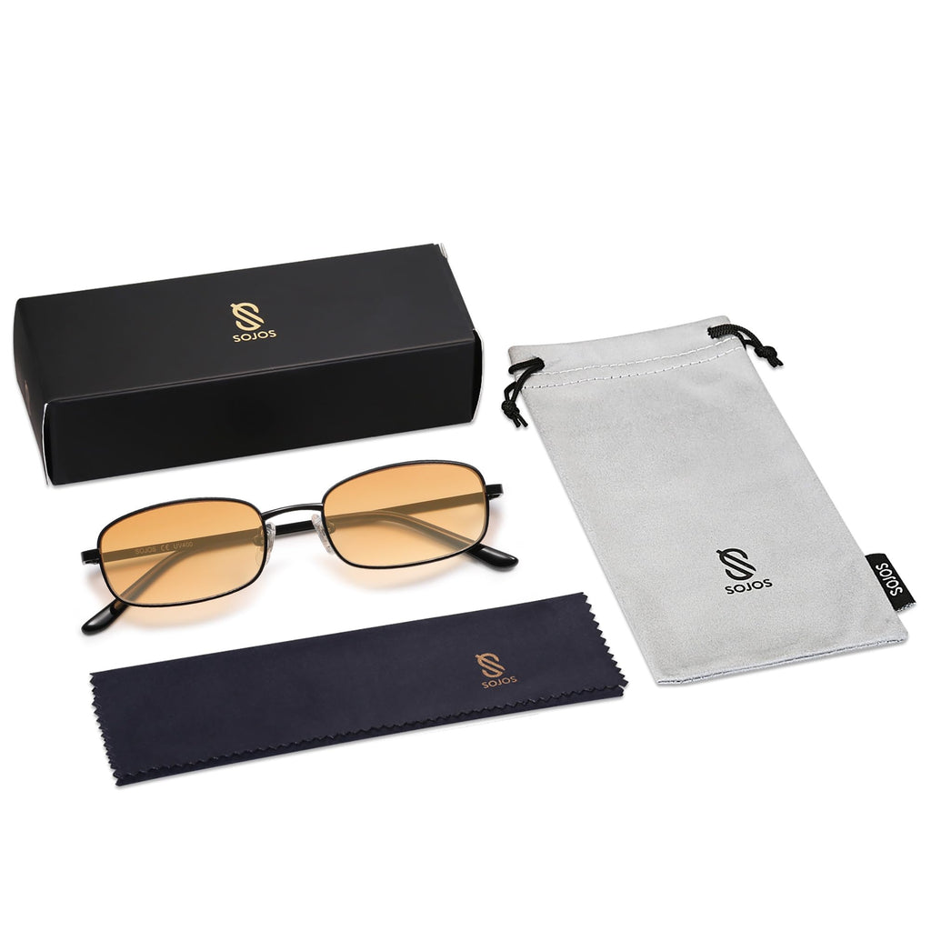 SOJOS Small Trendy Rectangle Sunglasses Womens Mens, Retro 80s 90s Y2k Chic Narrow Thin Skinny Sunnies SJ1187