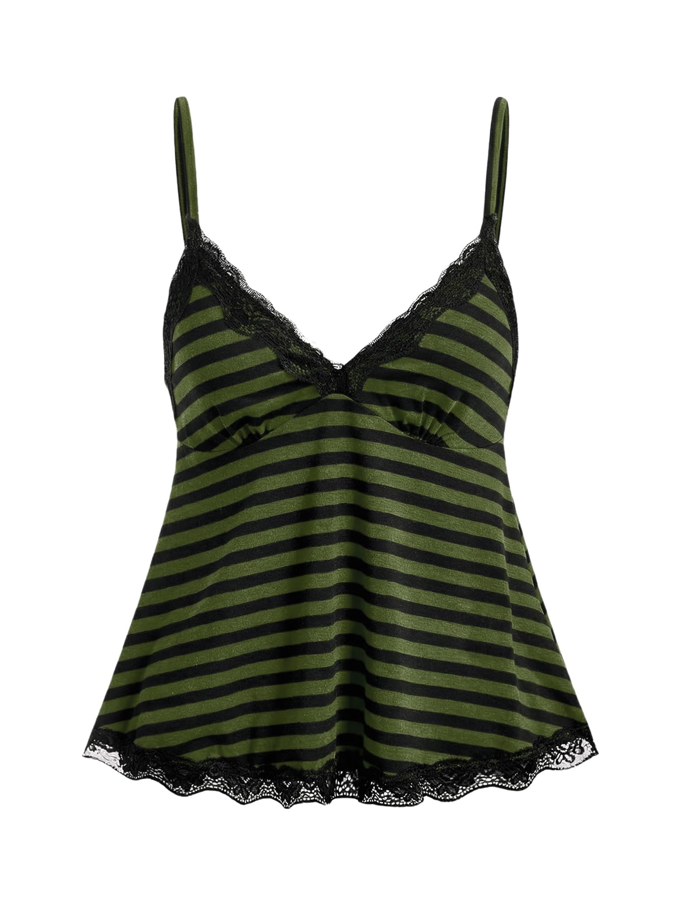 SOLY HUX Womens Y2K Lace Cami Sleeveless Striped Spaghetti Strap Camisole Gothic Babydoll Tops