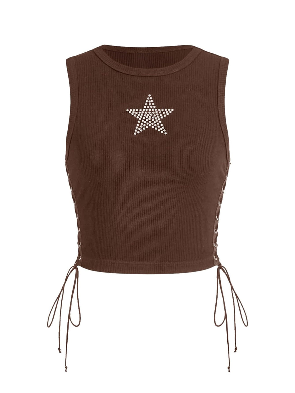 SOLY HUX Women's Tank Tops Y2K Sleeveless Ribbed Star Crop Tank Top Summer Going Out Tops