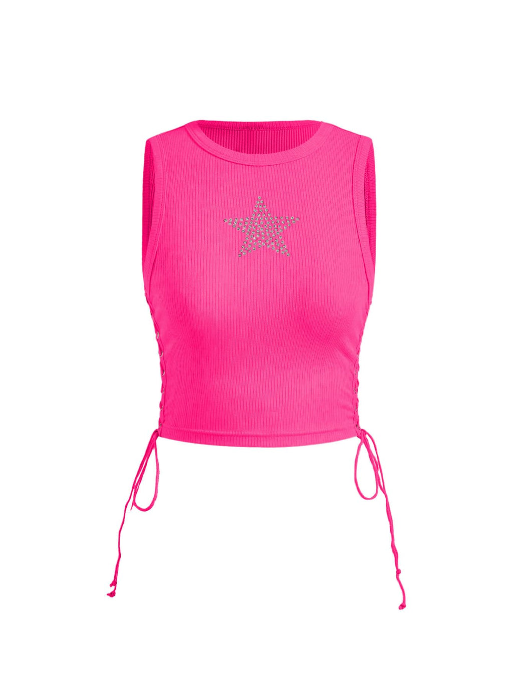 SOLY HUX Women's Tank Tops Y2K Sleeveless Ribbed Star Crop Tank Top Summer Going Out Tops