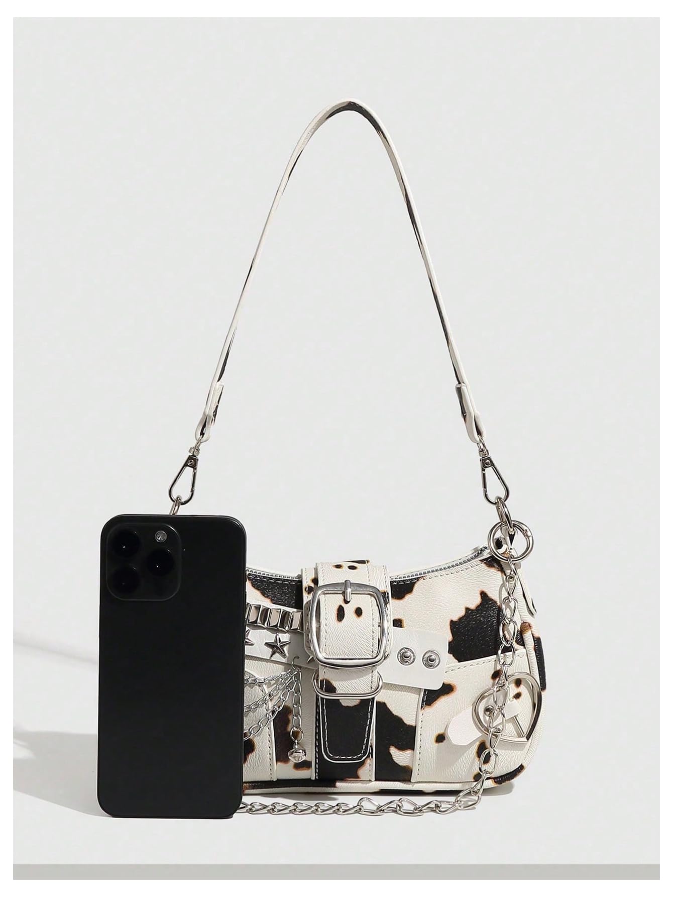 Verdusa Women's Y2k Star Embroidery Shoulder Bag Mini Chain Hobo Handbag Purses