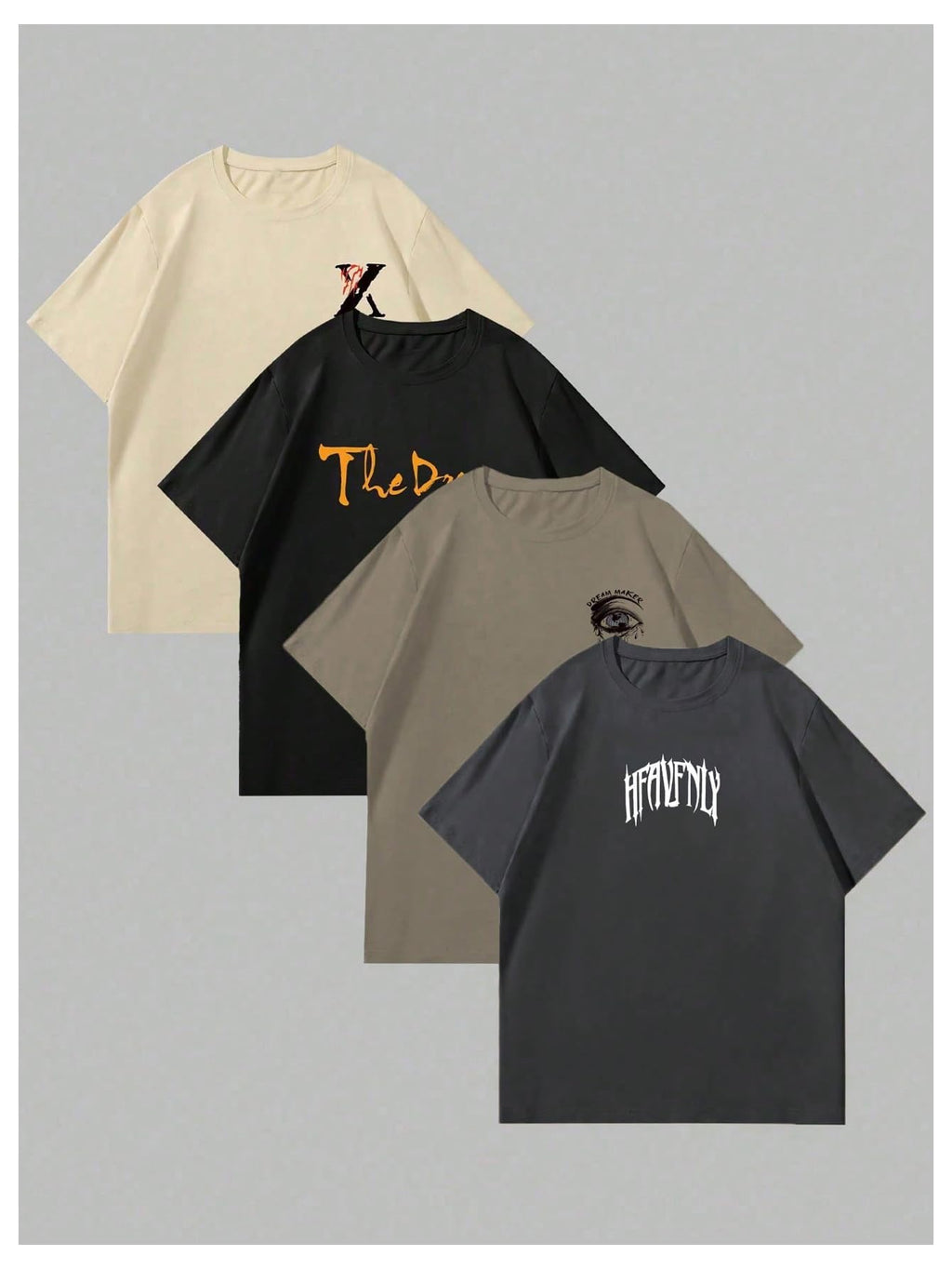 Men's 4 Piece Y2K Graphic Tees Short Sleeve Casual Crew Neck Summer Cool T-Shirts Top