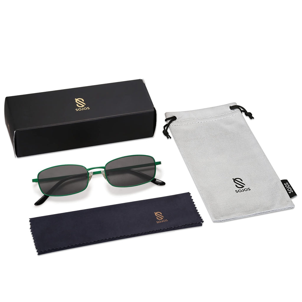 SOJOS Small Trendy Rectangle Sunglasses Womens Mens, Retro 80s 90s Y2k Chic Narrow Thin Skinny Sunnies SJ1187