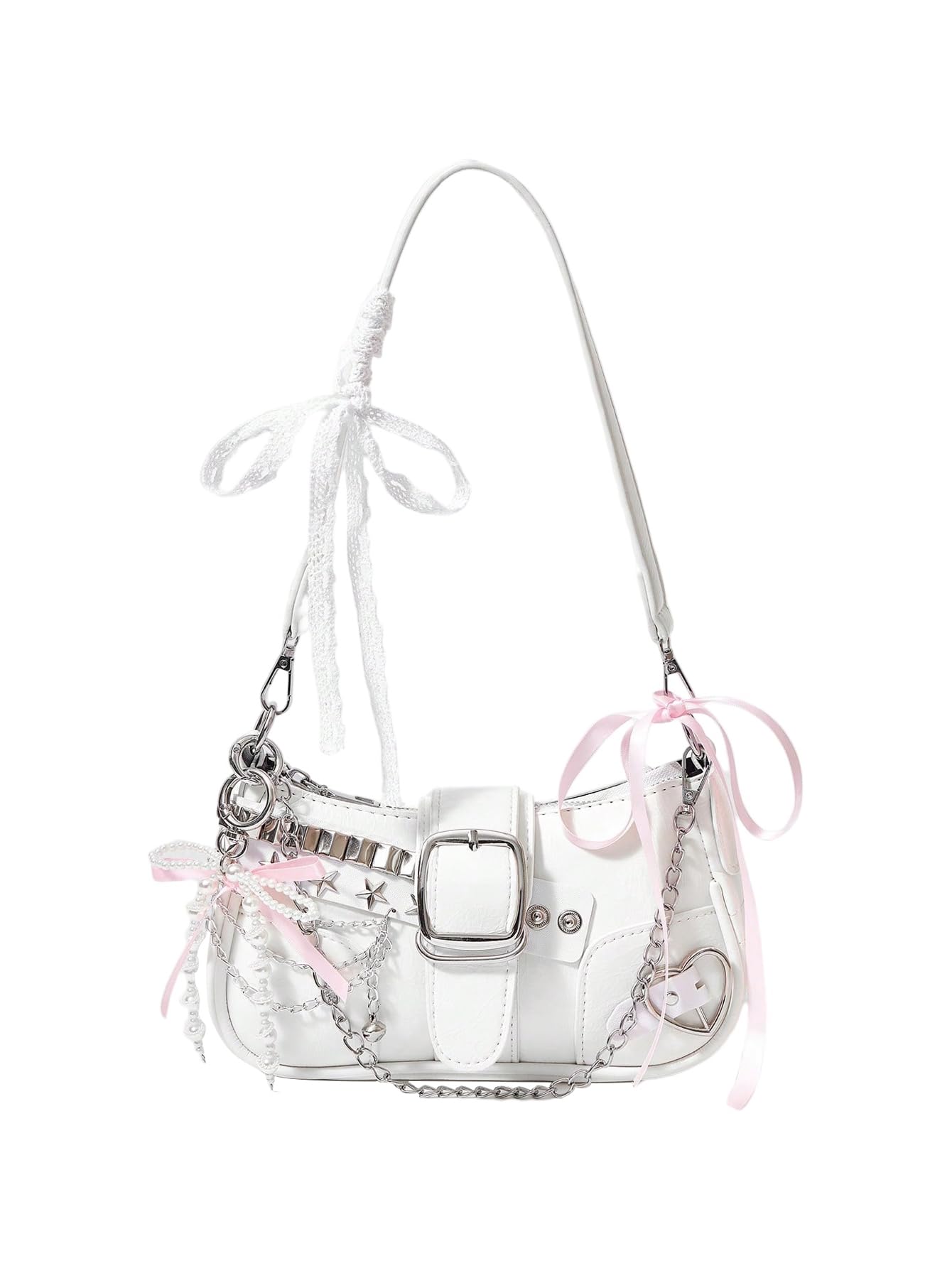 Verdusa Women's Y2k Star Embroidery Shoulder Bag Mini Chain Hobo Handbag Purses