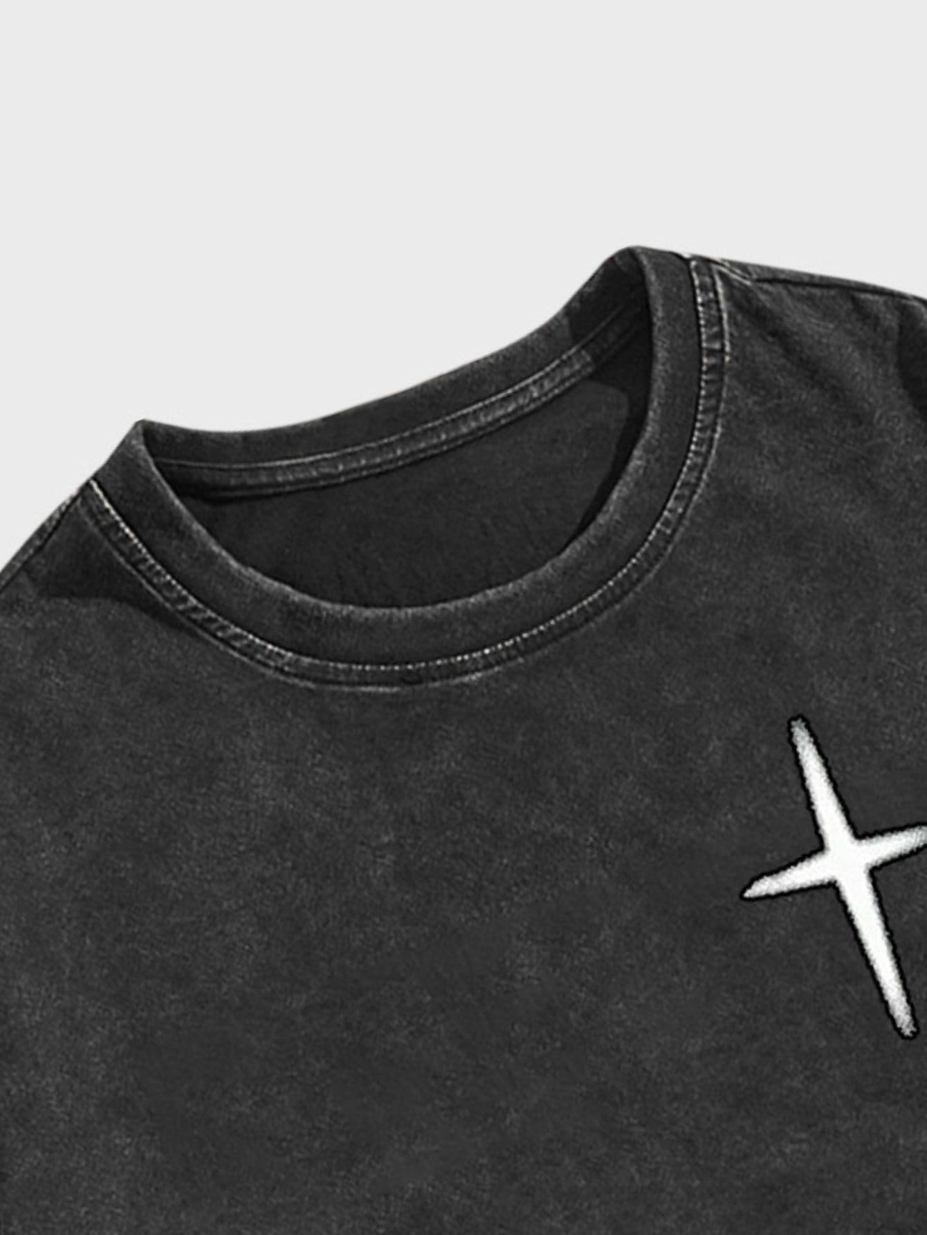 Verdusa Men's Letter Graphic Drop Shoulder T Shirts Casual Round Neck Tee Top