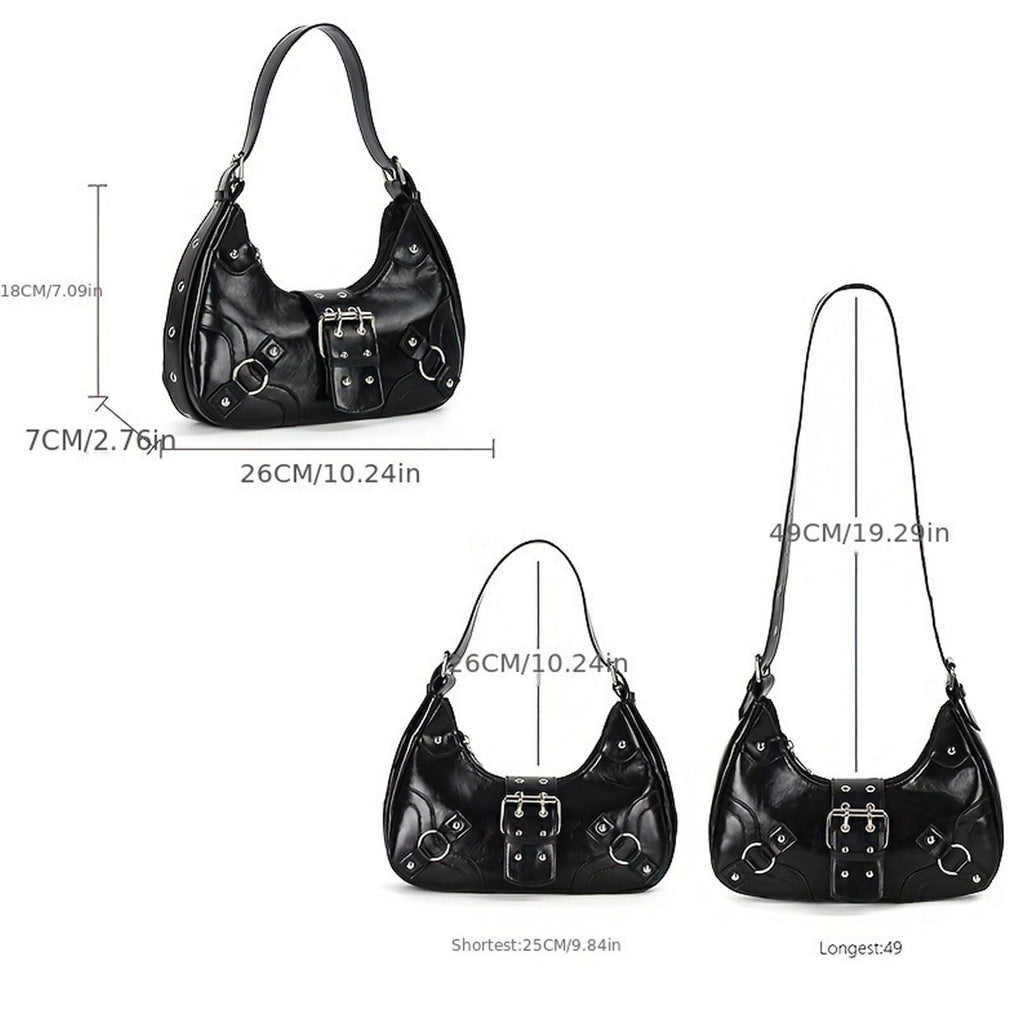Y2k Purses for Women, Small Hobo Shoulder Bags Handbag Goth Punk Clutch Purse Trendy Underarm Bag