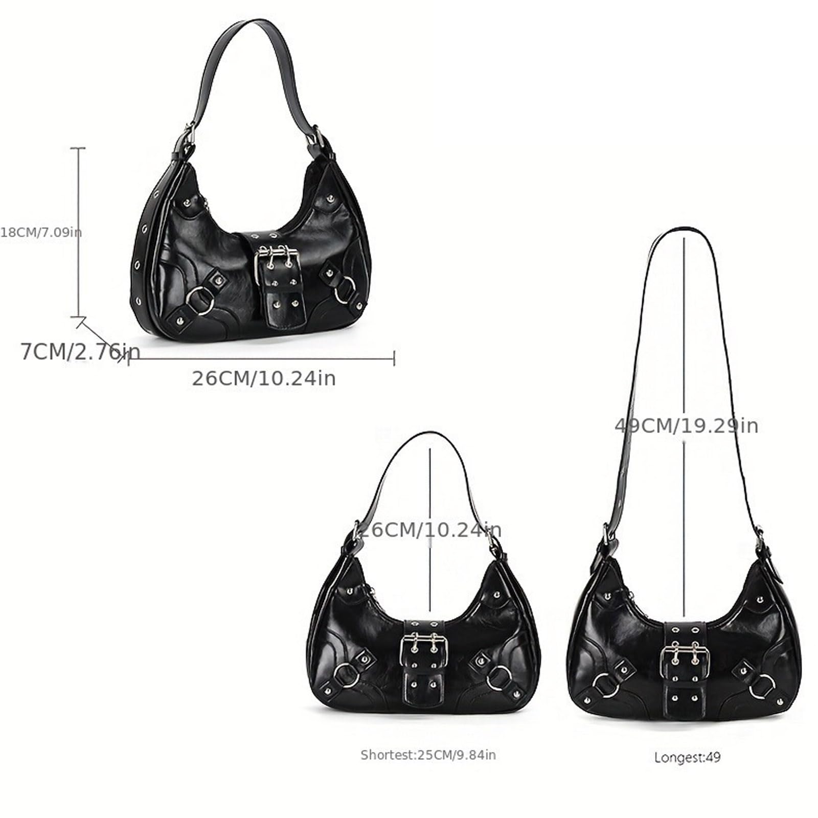 Y2k Purses for Women, Small Hobo Shoulder Bags Handbag Goth Punk Clutch Purse Trendy Underarm Bag