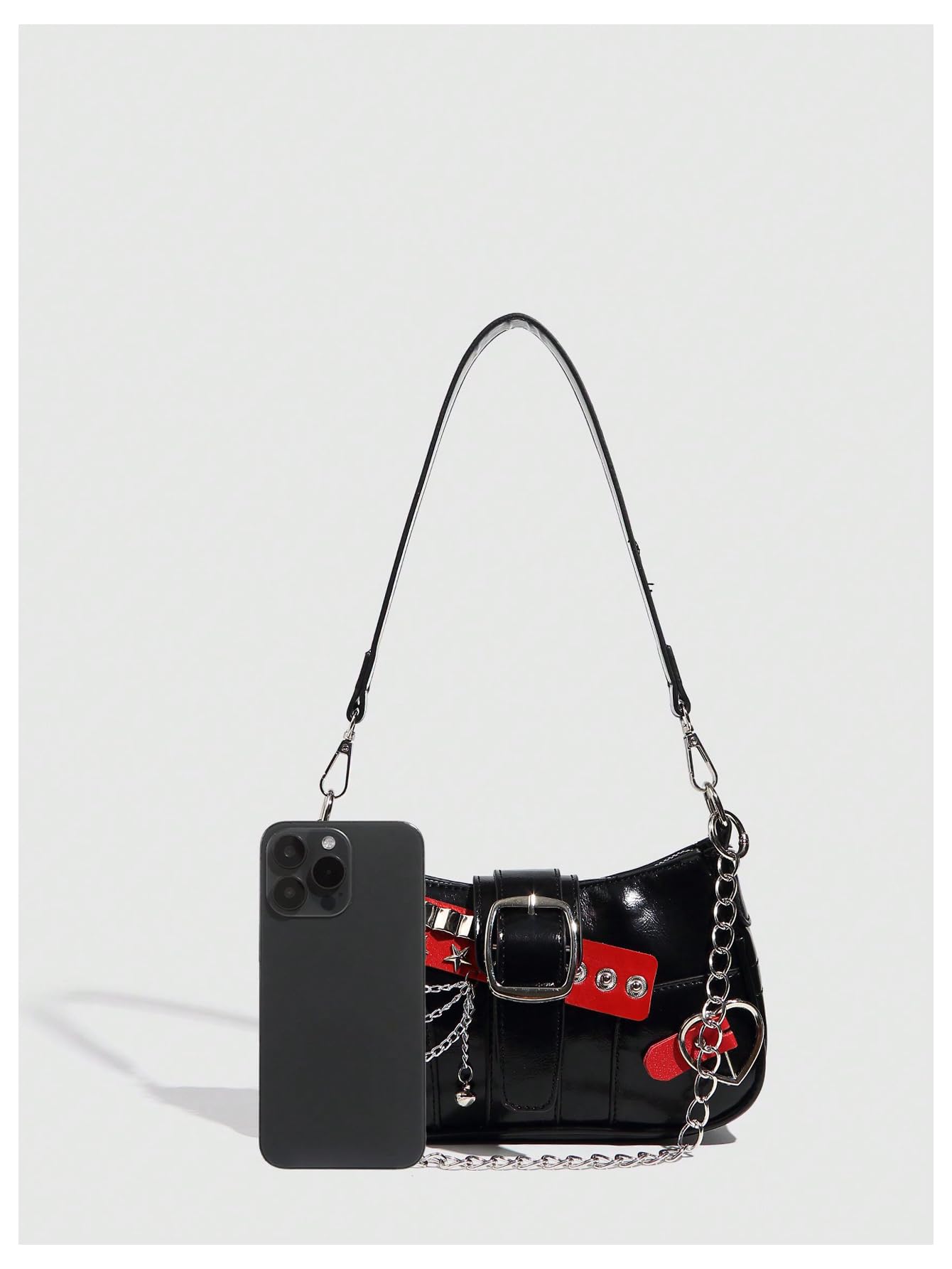 Verdusa Women's Y2k Star Embroidery Shoulder Bag Mini Chain Hobo Handbag Purses