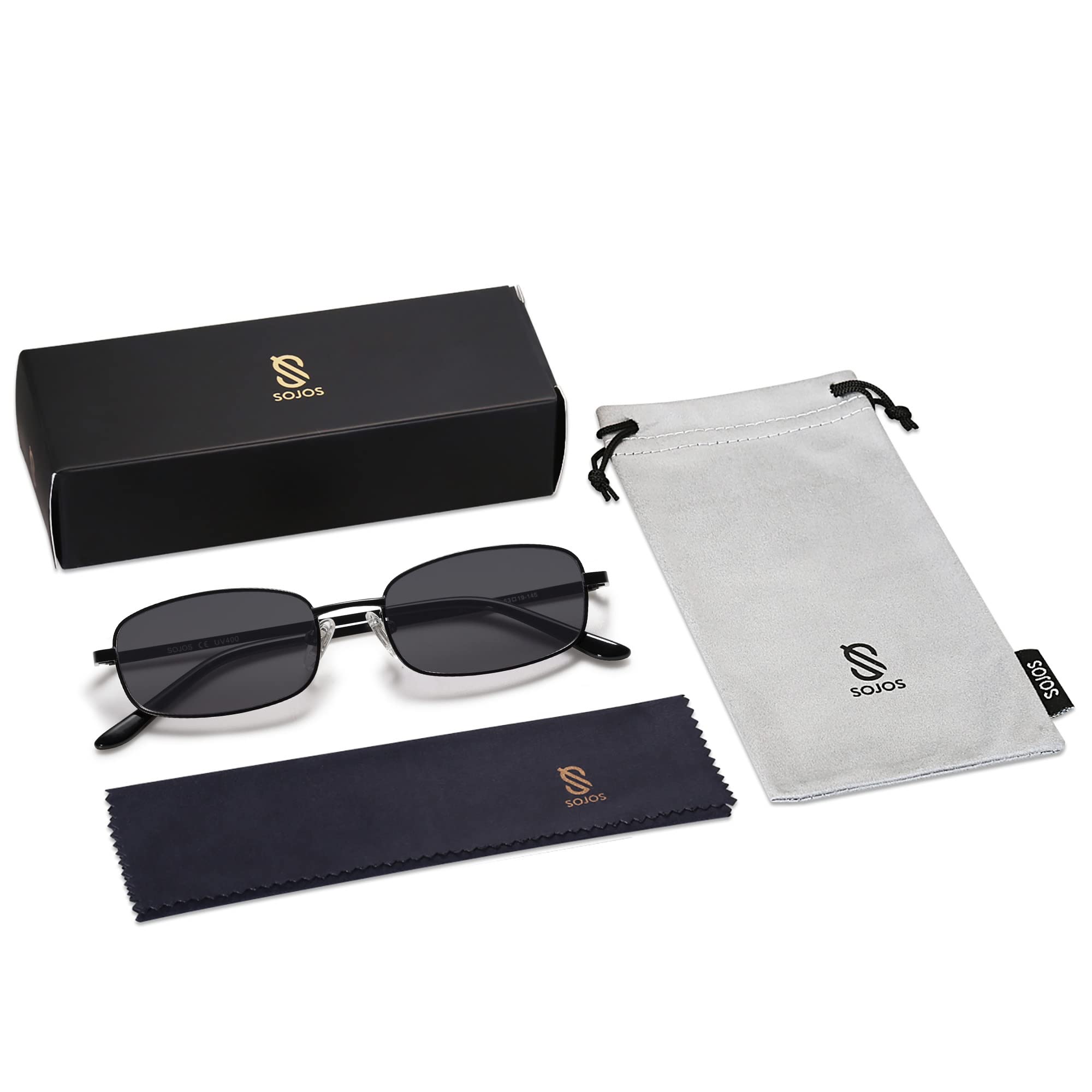 SOJOS Small Trendy Rectangle Sunglasses Womens Mens, Retro 80s 90s Y2k Chic Narrow Thin Skinny Sunnies SJ1187
