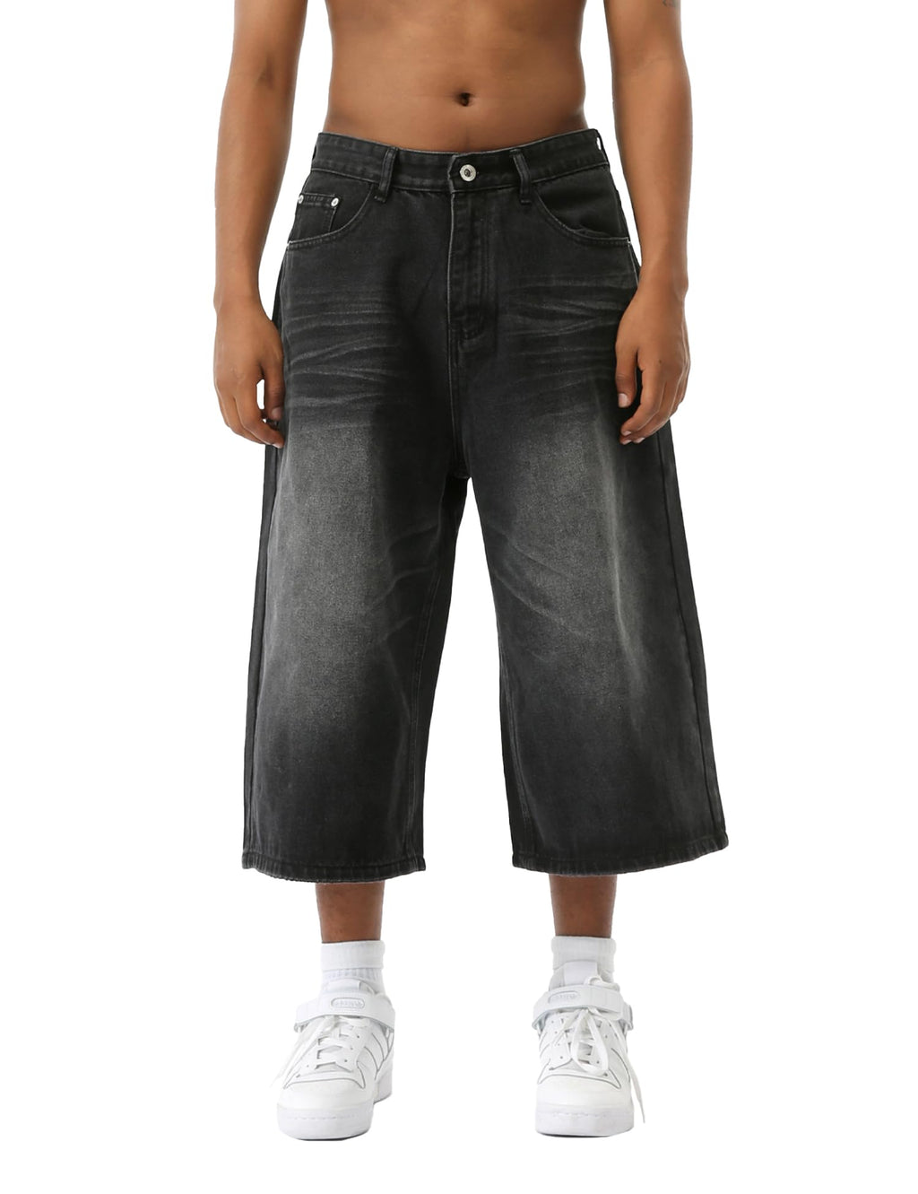 EMMIOL Baggy Jean Shorts Men, Y2k Jorts Cargo Ripped Elastic Waist, Mens Denim Shorts Comfy Casual Streetwear Summer