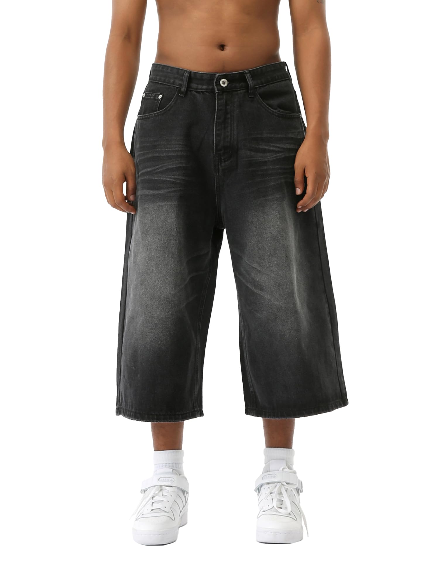 EMMIOL Baggy Jean Shorts Men, Y2k Jorts Cargo Ripped Elastic Waist, Mens Denim Shorts Comfy Casual Streetwear Summer